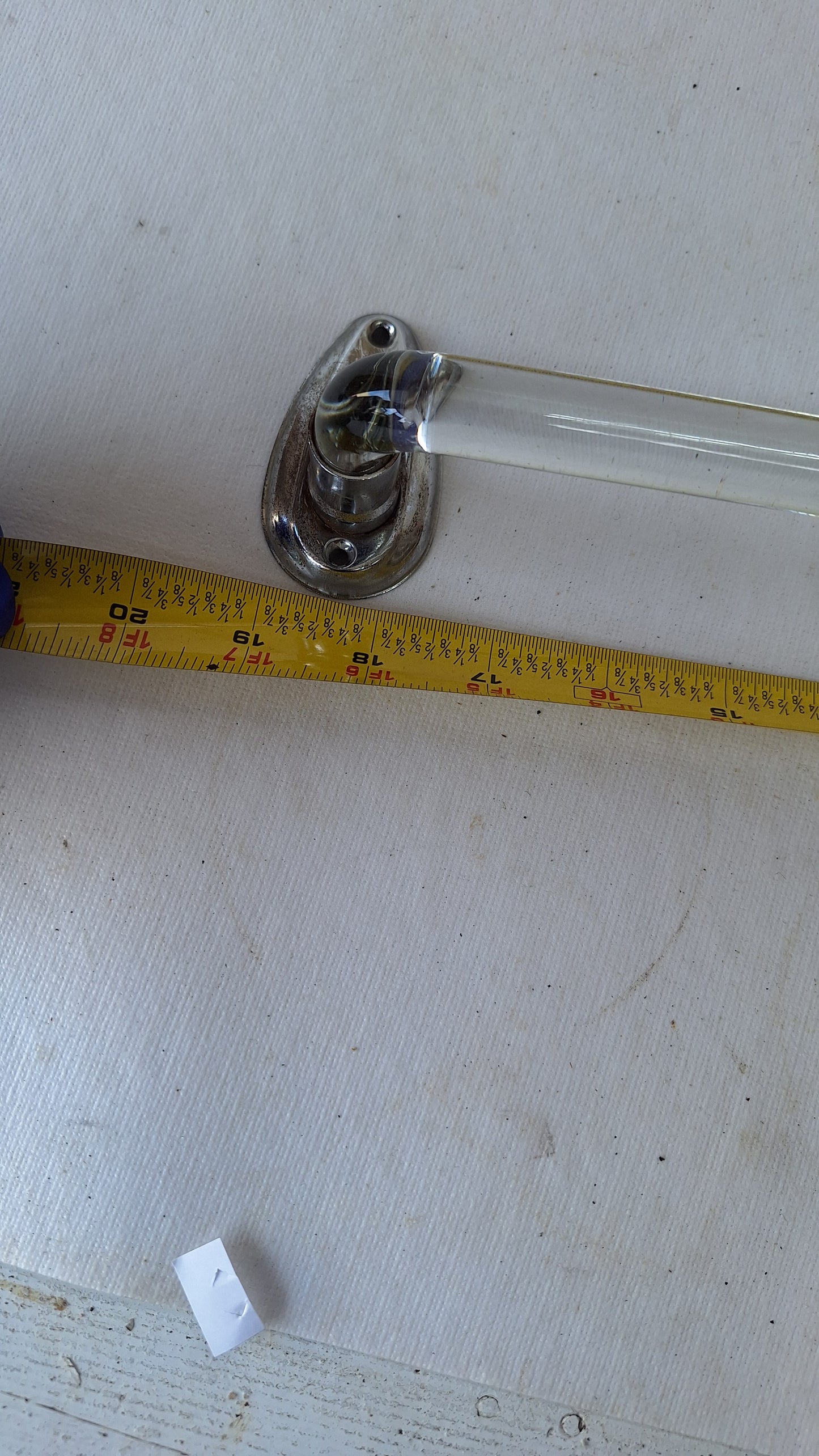 19" Curved Vintage Glass and Chrome Towel Bar