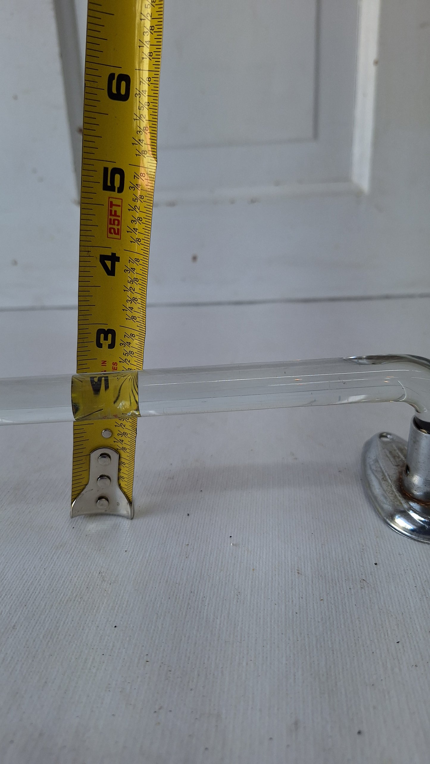 19" Curved Vintage Glass and Chrome Towel Bar