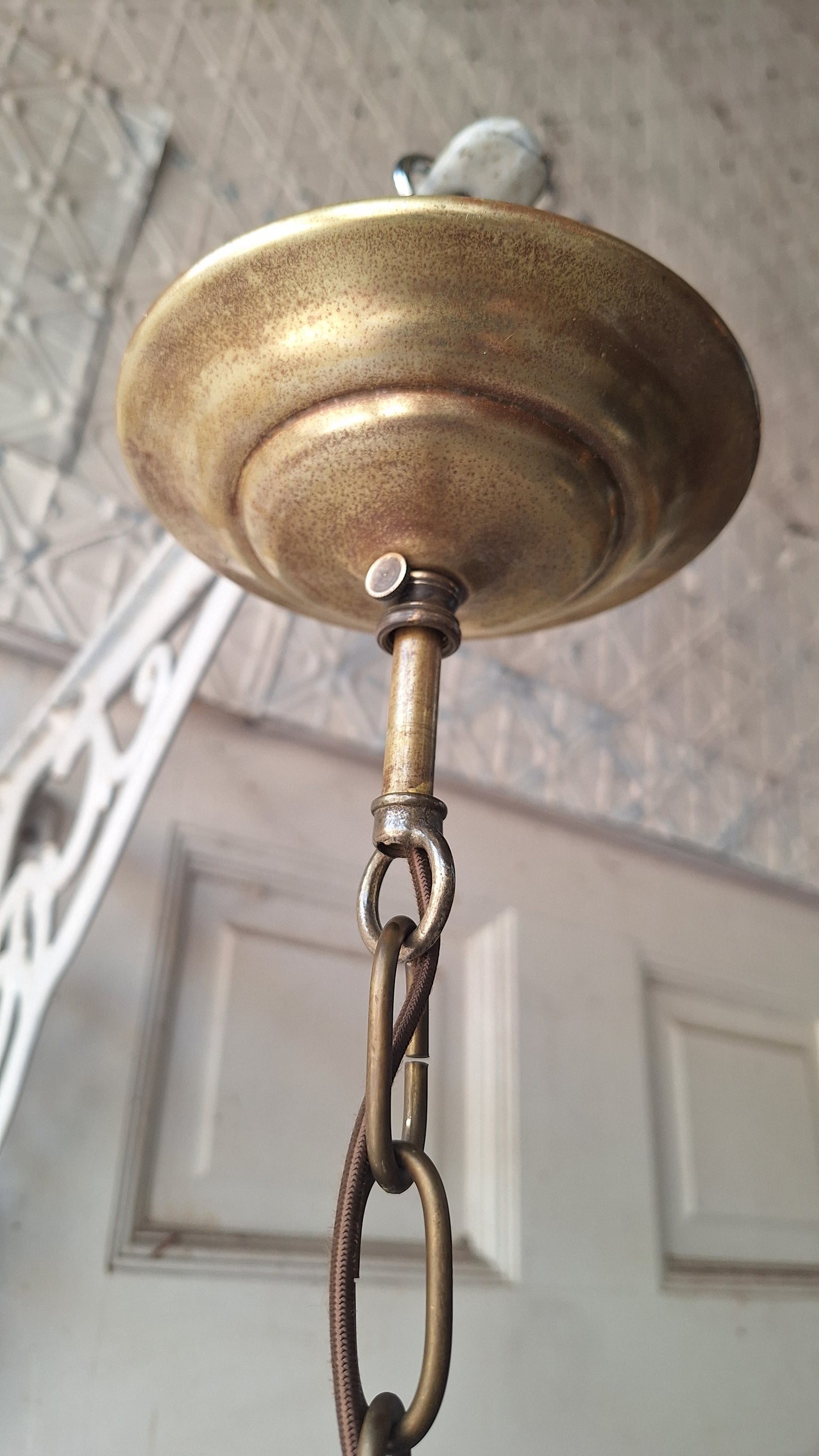 Vintage Brass Crystal Chandelier, Wedding Cake Light, Empire Style Cut Glass