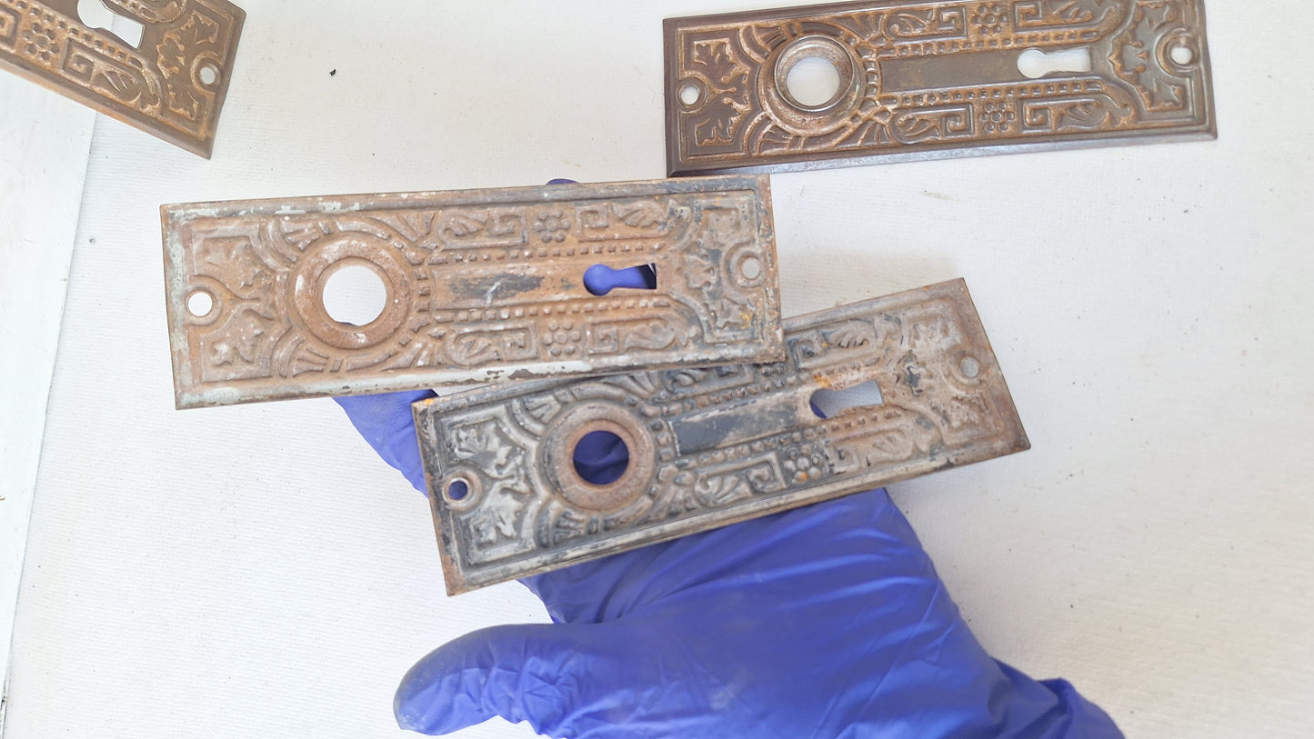 Embossed Antique Steel Backplates with Fancy Design, Ornate Door Knob Back Plates