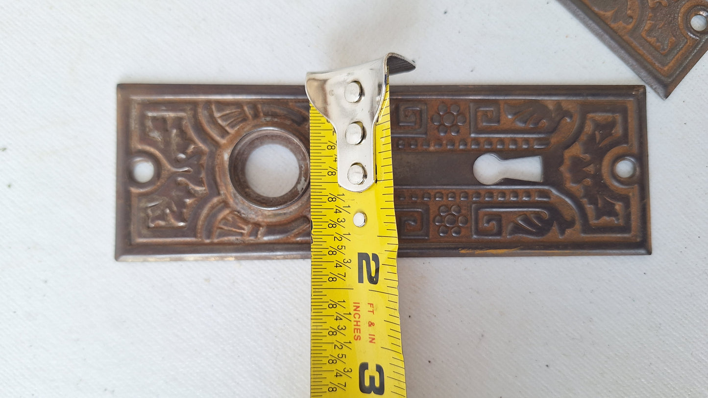 Embossed Antique Steel Backplates with Fancy Design, Ornate Door Knob Back Plates