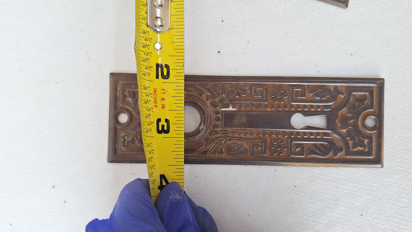 Embossed Antique Steel Backplates with Fancy Design, Ornate Door Knob Back Plates