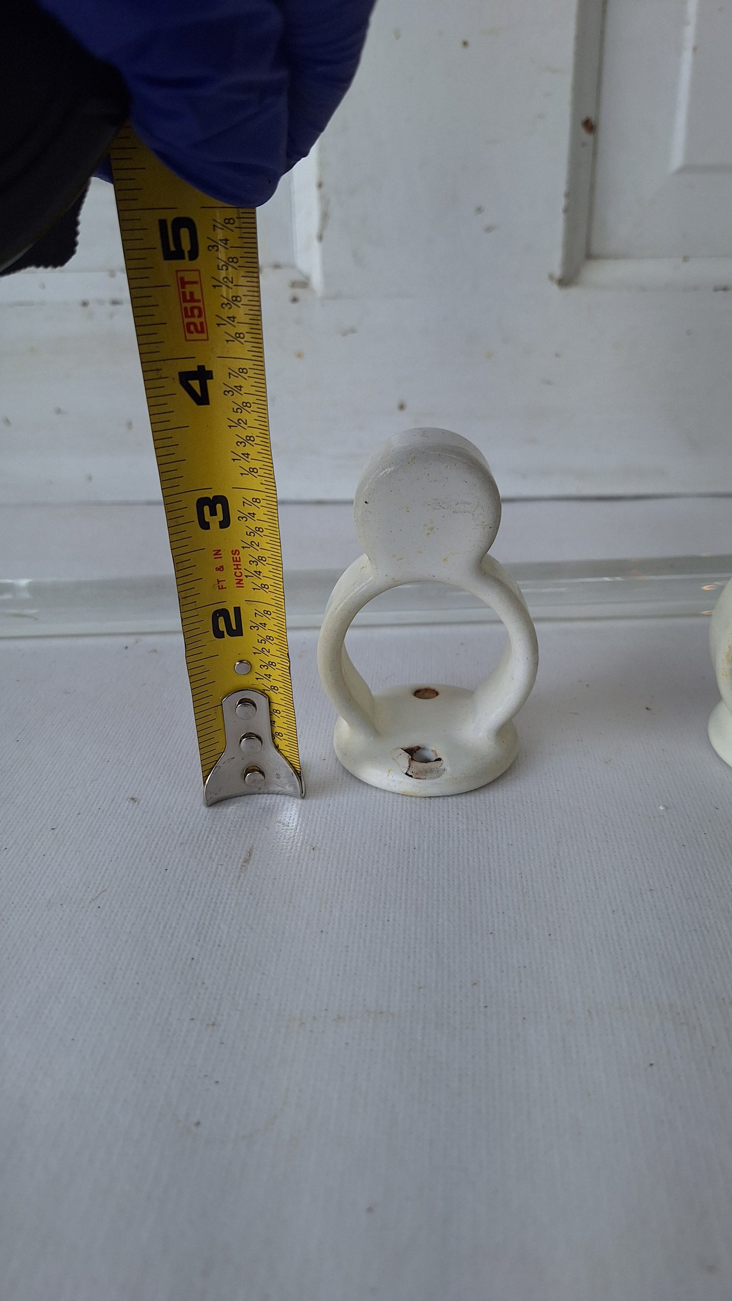 Vintage Glass And White Brackets Towel Bar, Antique Towel Rack