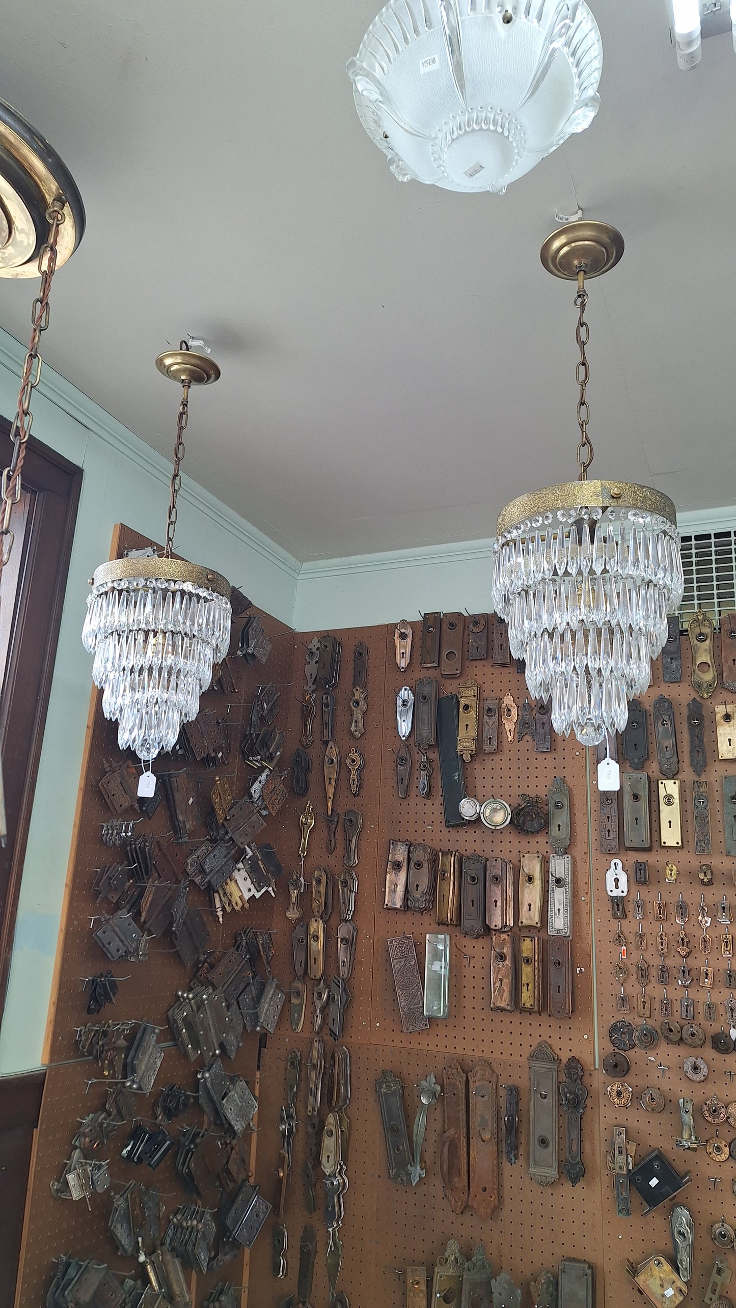 Vintage Brass Crystal Chandelier, Wedding Cake Light, Empire Style Cut Glass