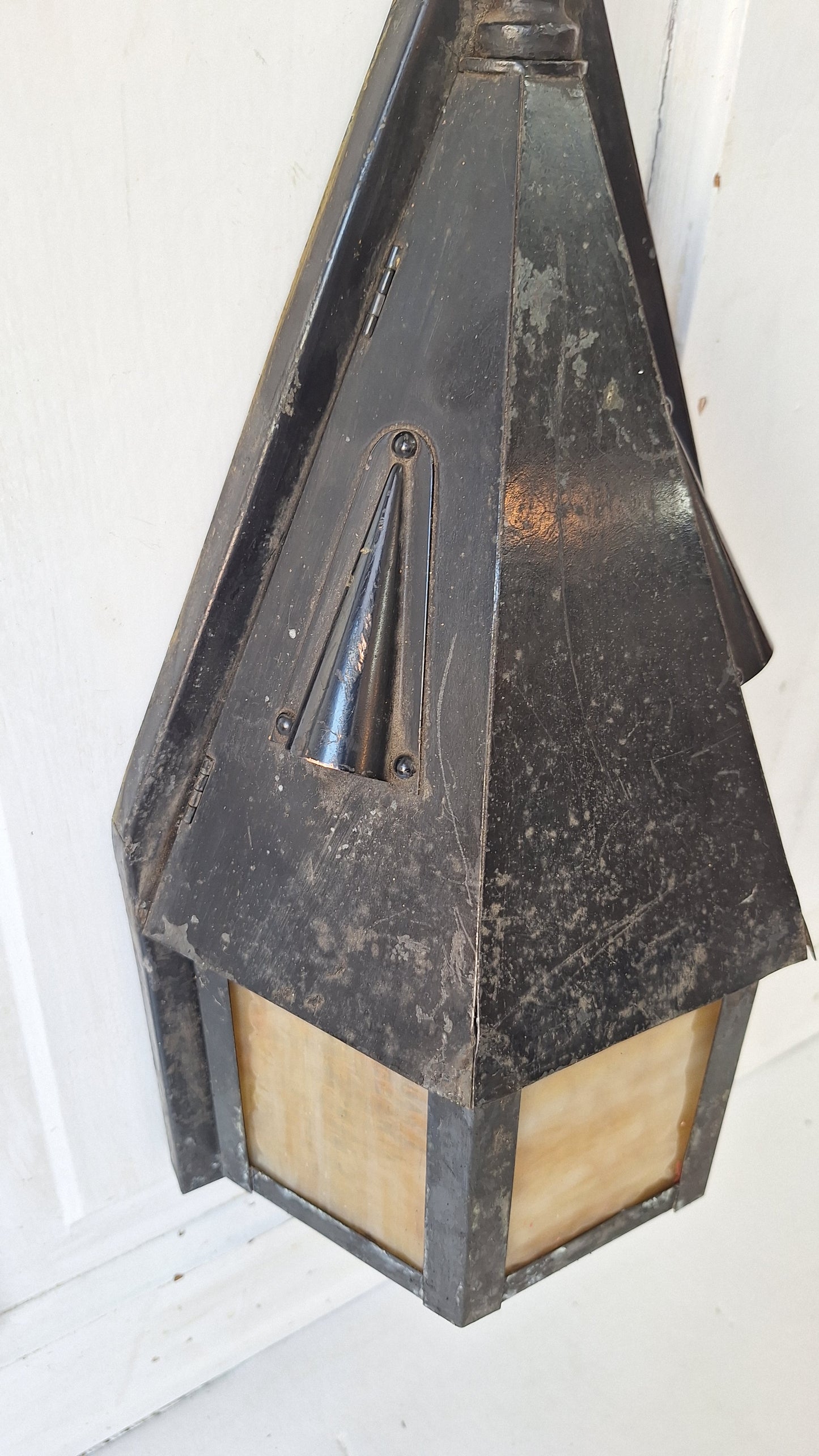 Vintage Craftsman Slag Glass Wall Sconce, Exterior Light
