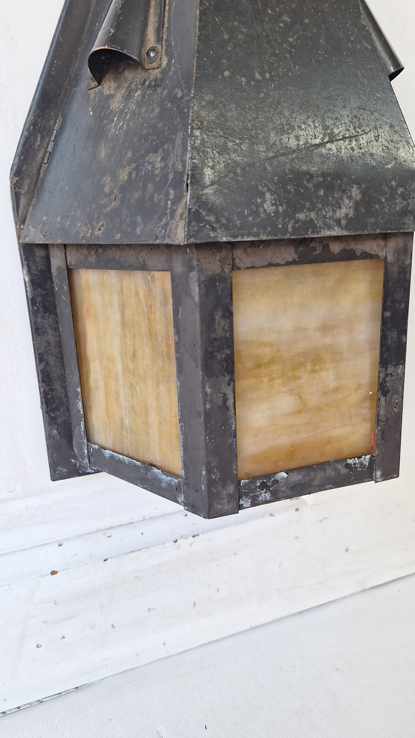 Vintage Craftsman Slag Glass Wall Sconce, Exterior Light