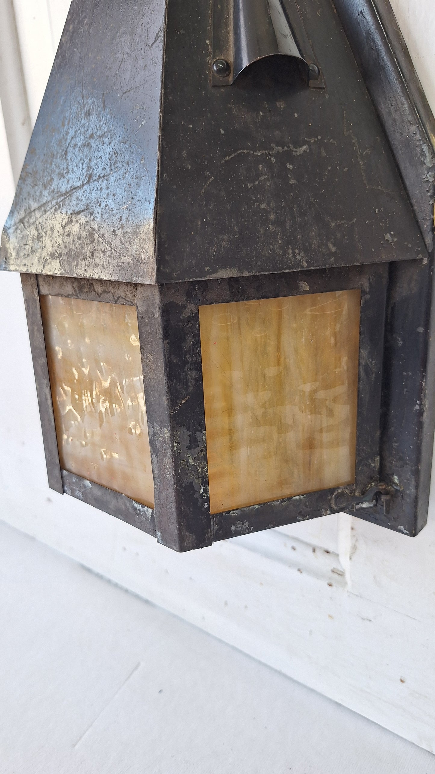 Vintage Craftsman Slag Glass Wall Sconce, Exterior Light