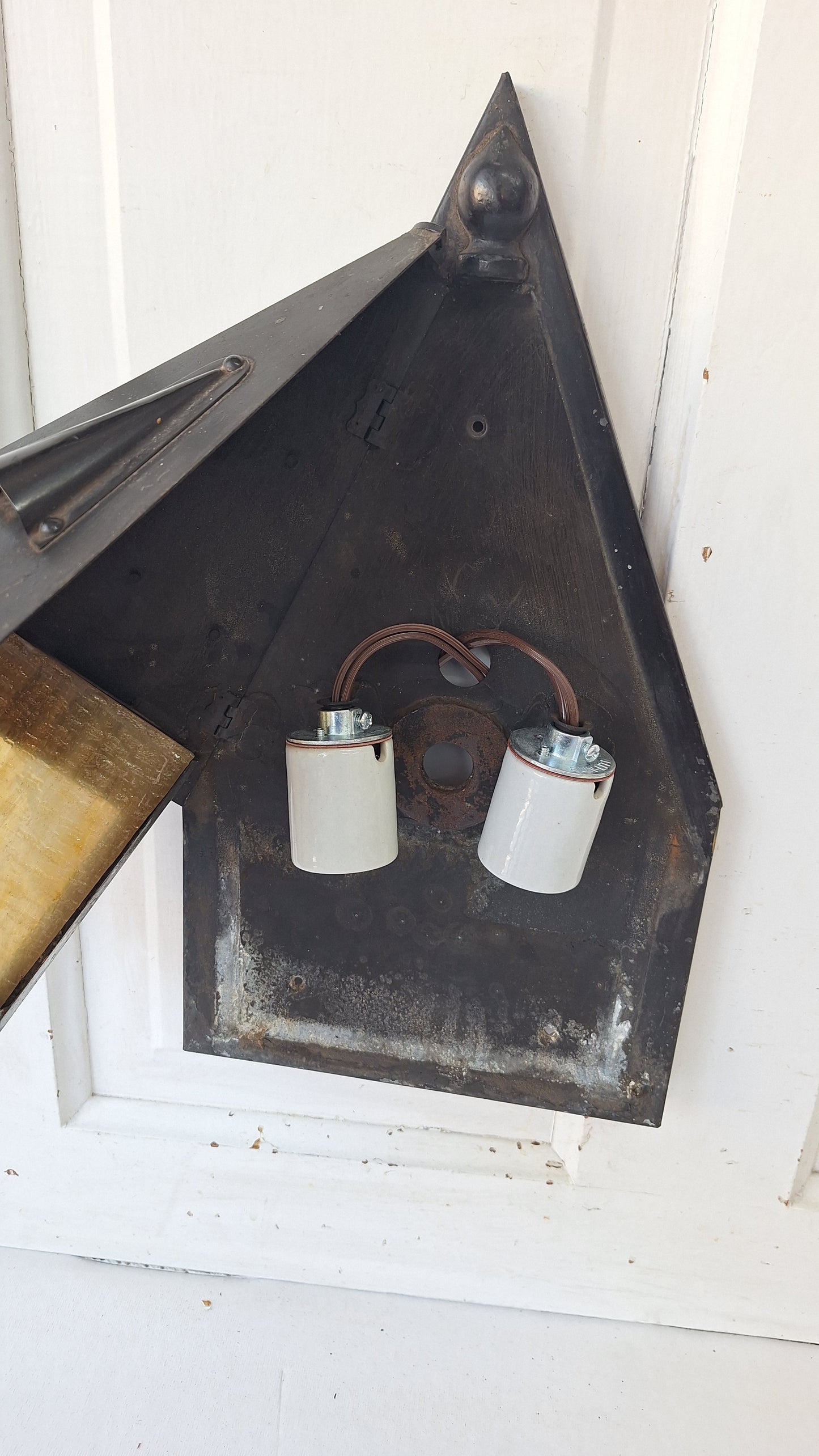 Vintage Craftsman Slag Glass Wall Sconce, Exterior Light