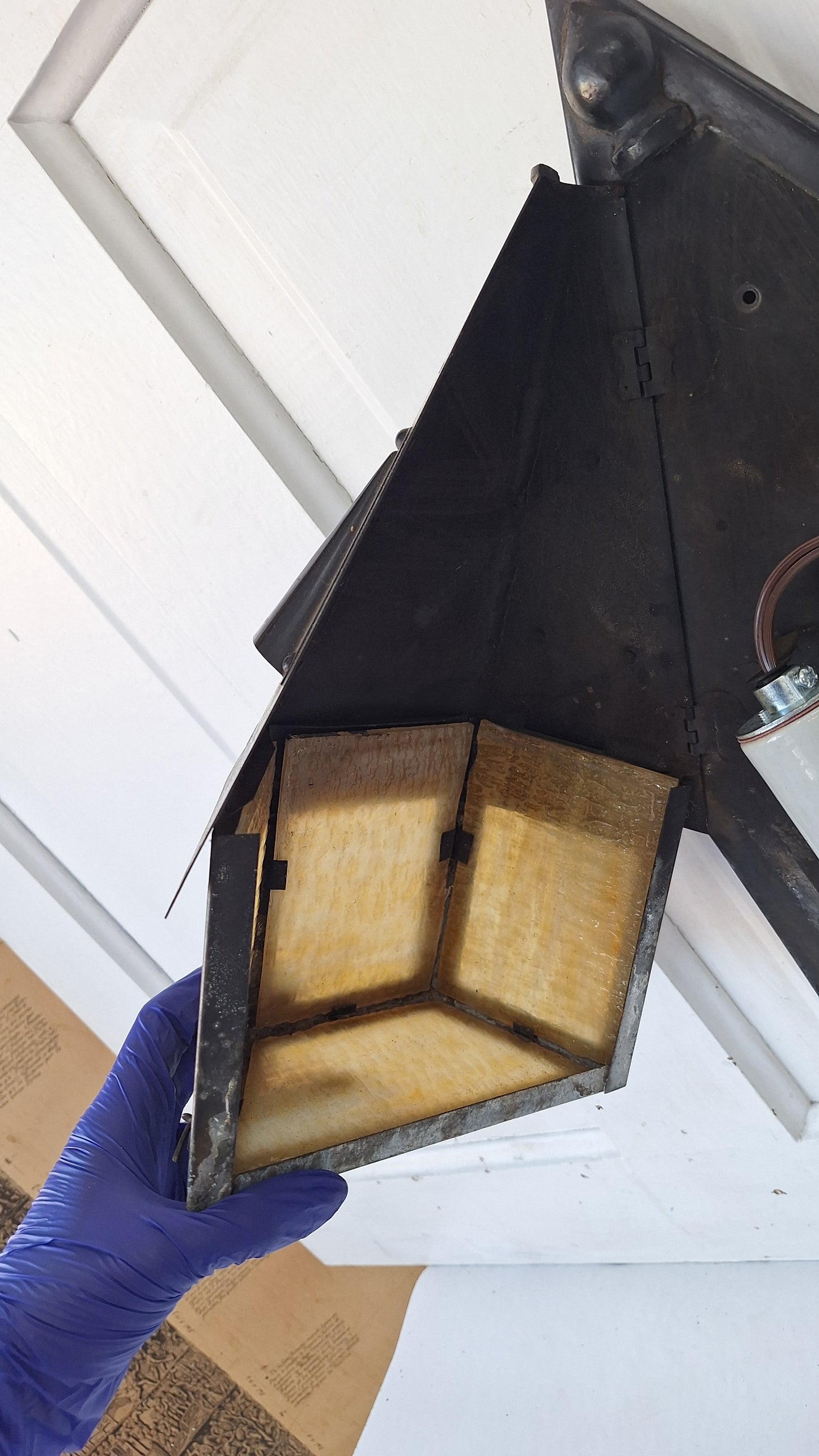 Vintage Craftsman Slag Glass Wall Sconce, Exterior Light