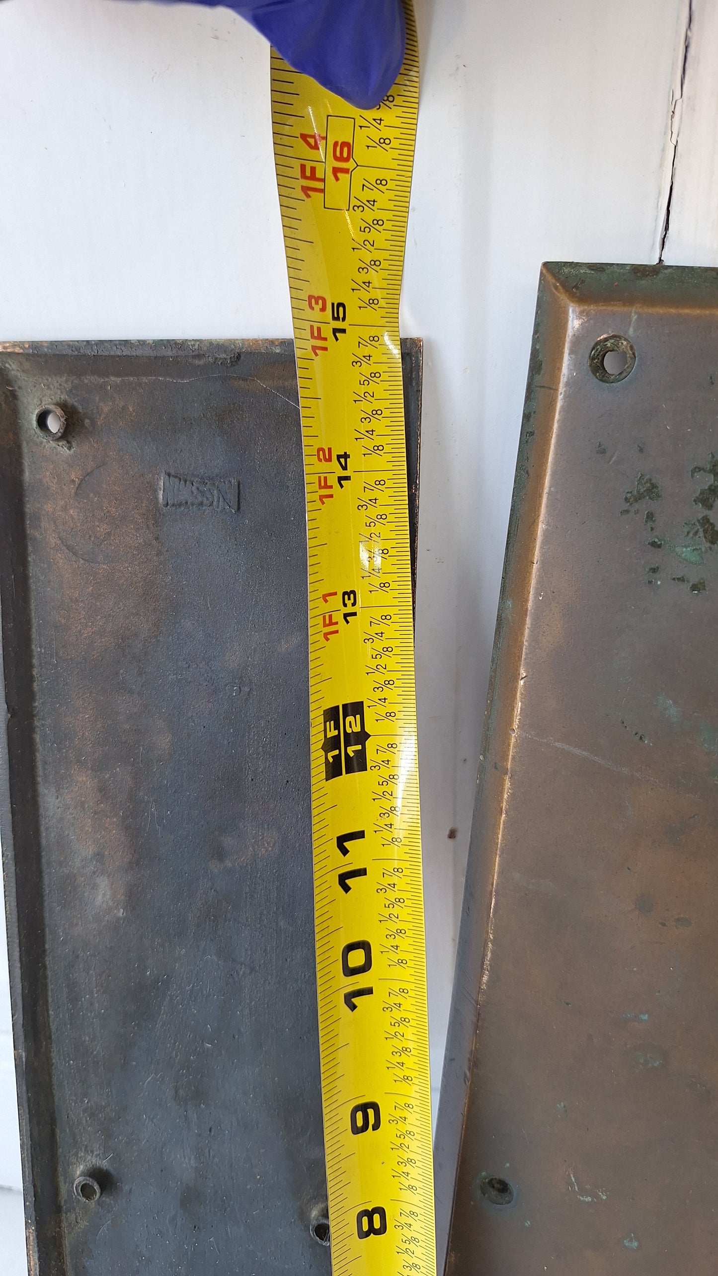 15 x 3 Vintage Door Bronze Push Plate, Vintage Door Push Plate Hardware