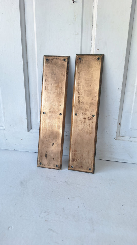 Russwin Push Plate Set for Swinging Doors, Cast Iron Vintage Push Plates