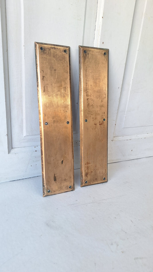 Russwin Push Plate Set for Swinging Doors, Cast Iron Vintage Push Plates