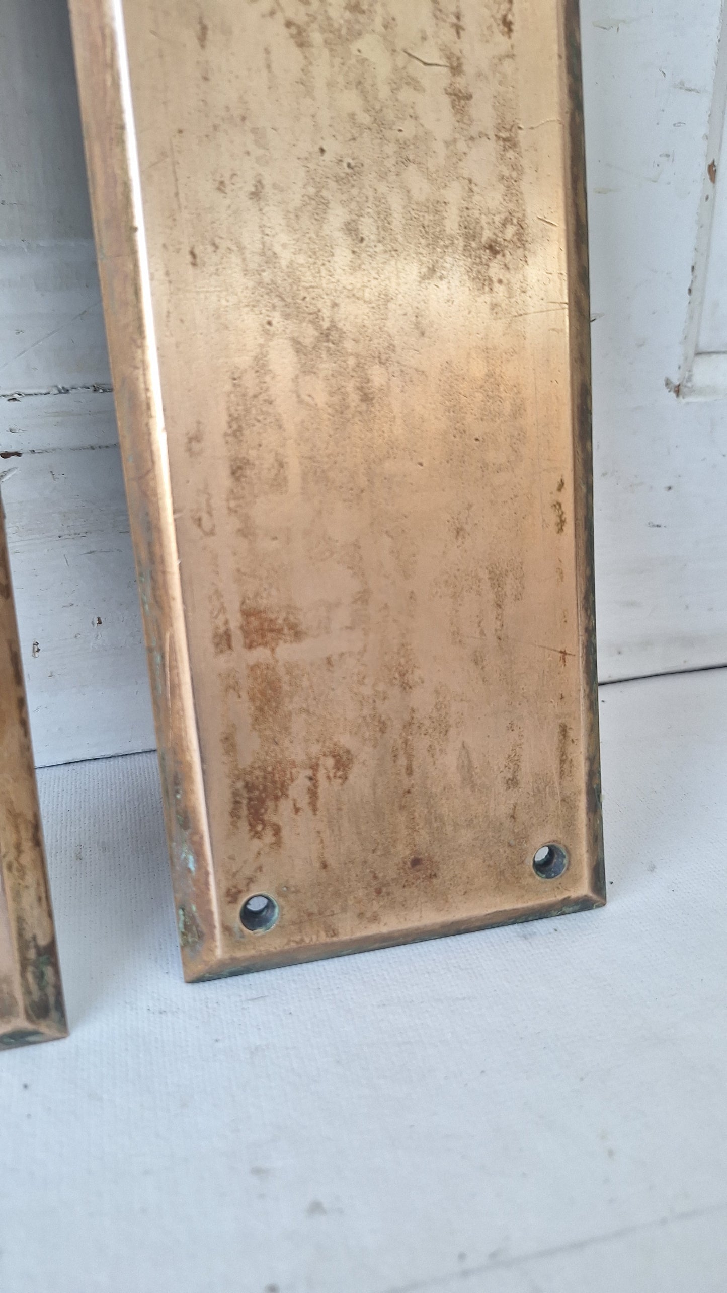 Russwin Push Plate Set for Swinging Doors, Cast Iron Vintage Push Plates