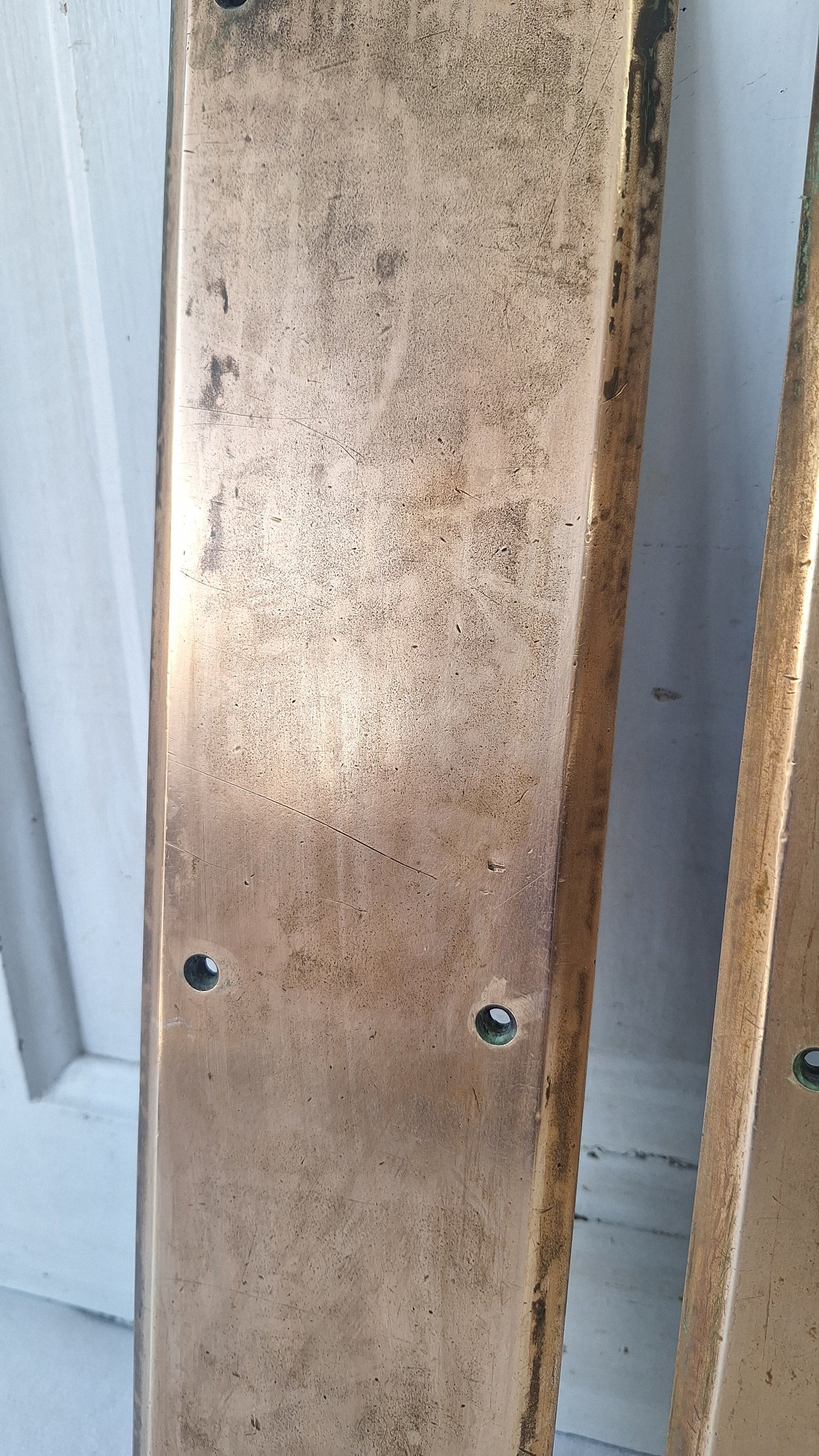 Russwin Push Plate Set for Swinging Doors, Cast Iron Vintage Push Plates