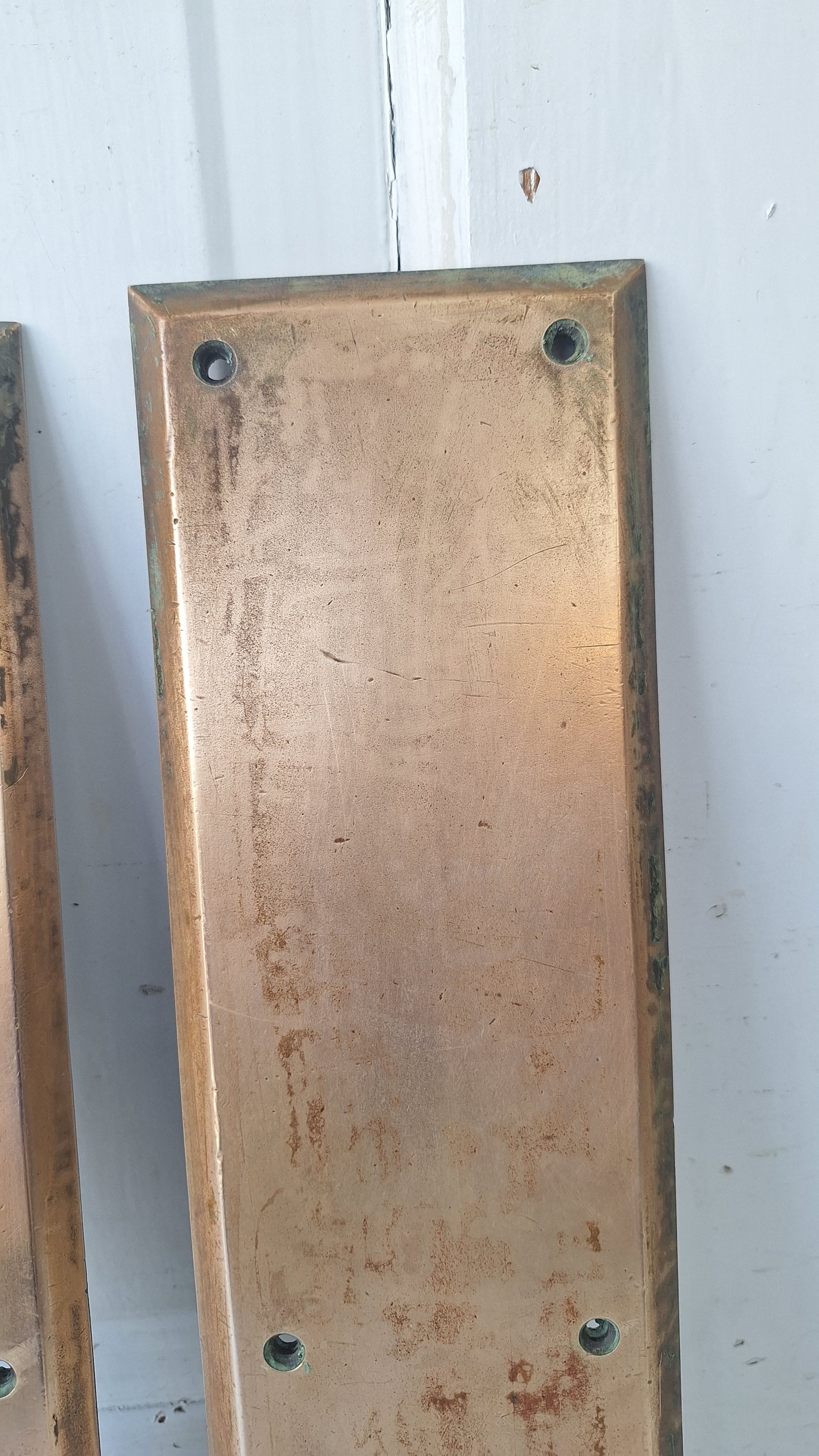 Russwin Push Plate Set for Swinging Doors, Cast Iron Vintage Push Plates