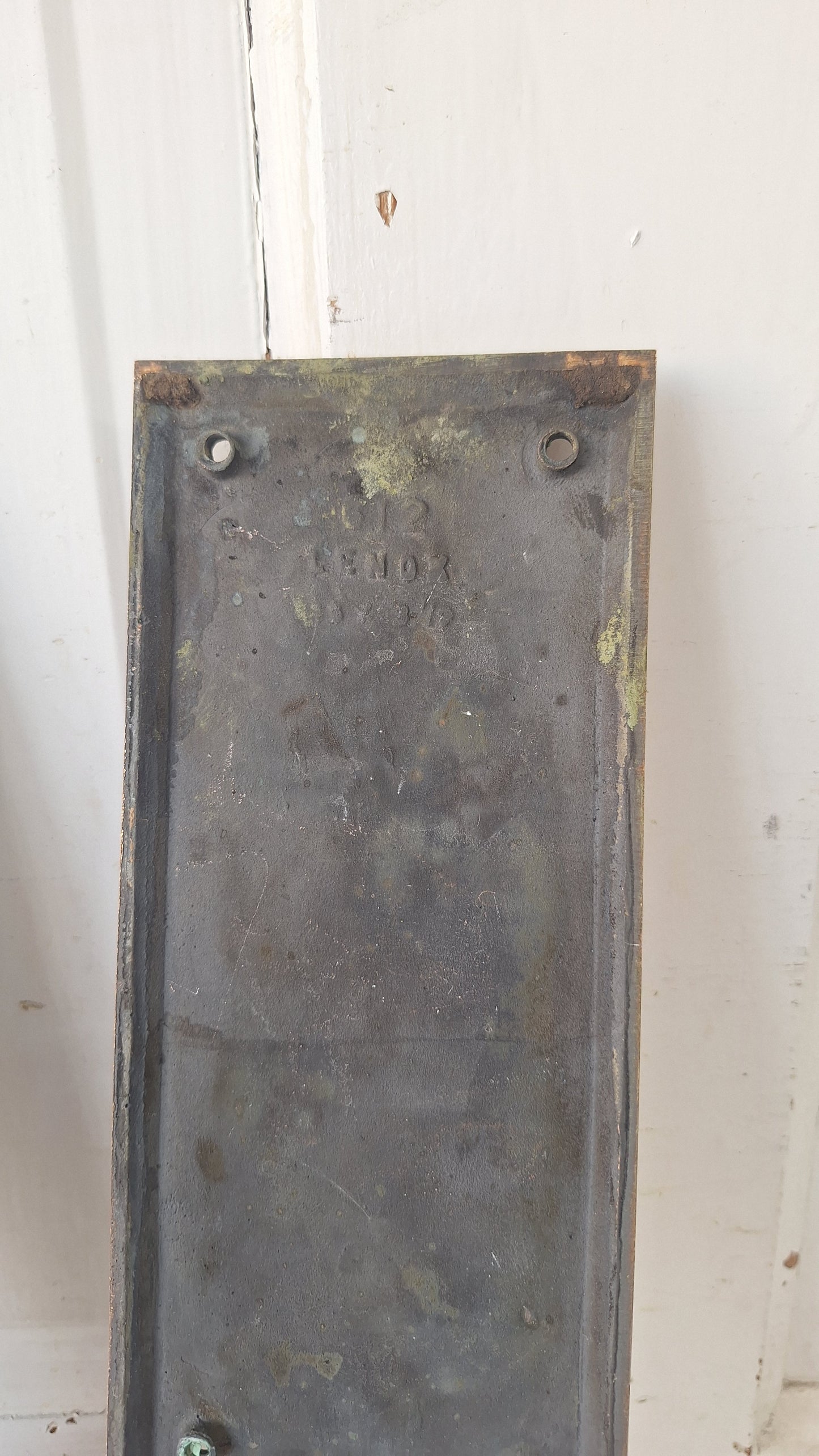 Russwin Push Plate Set for Swinging Doors, Cast Iron Vintage Push Plates