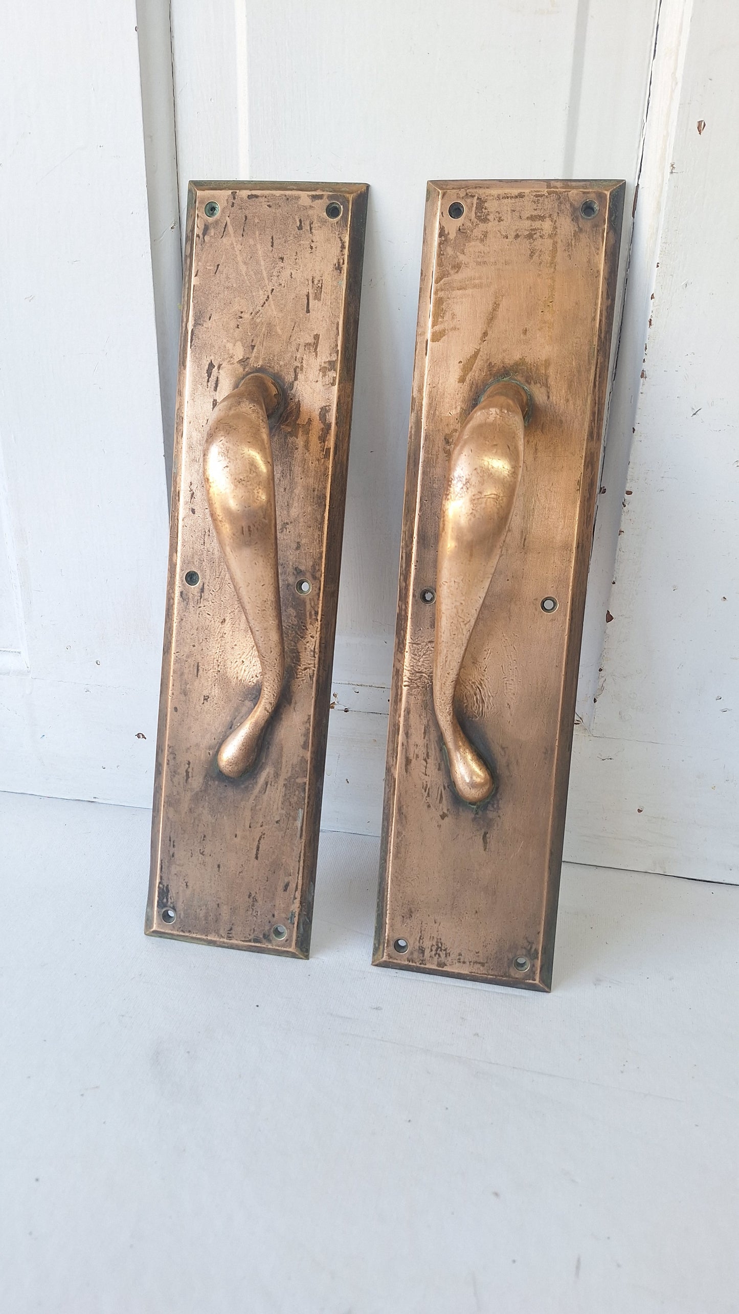 Antique Bronze Double Door Pulls: Pair of Large Handles