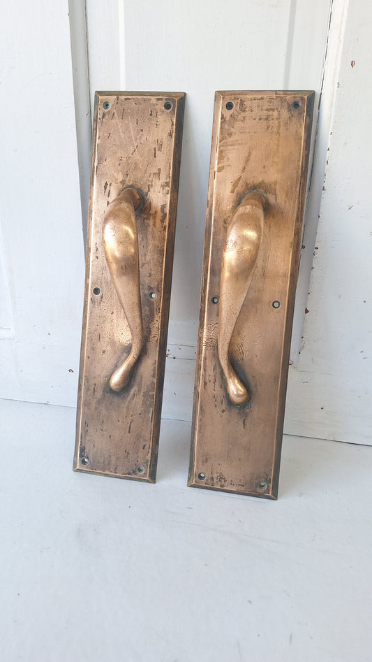 Antique Bronze Double Door Pulls: Pair of Large Handles
