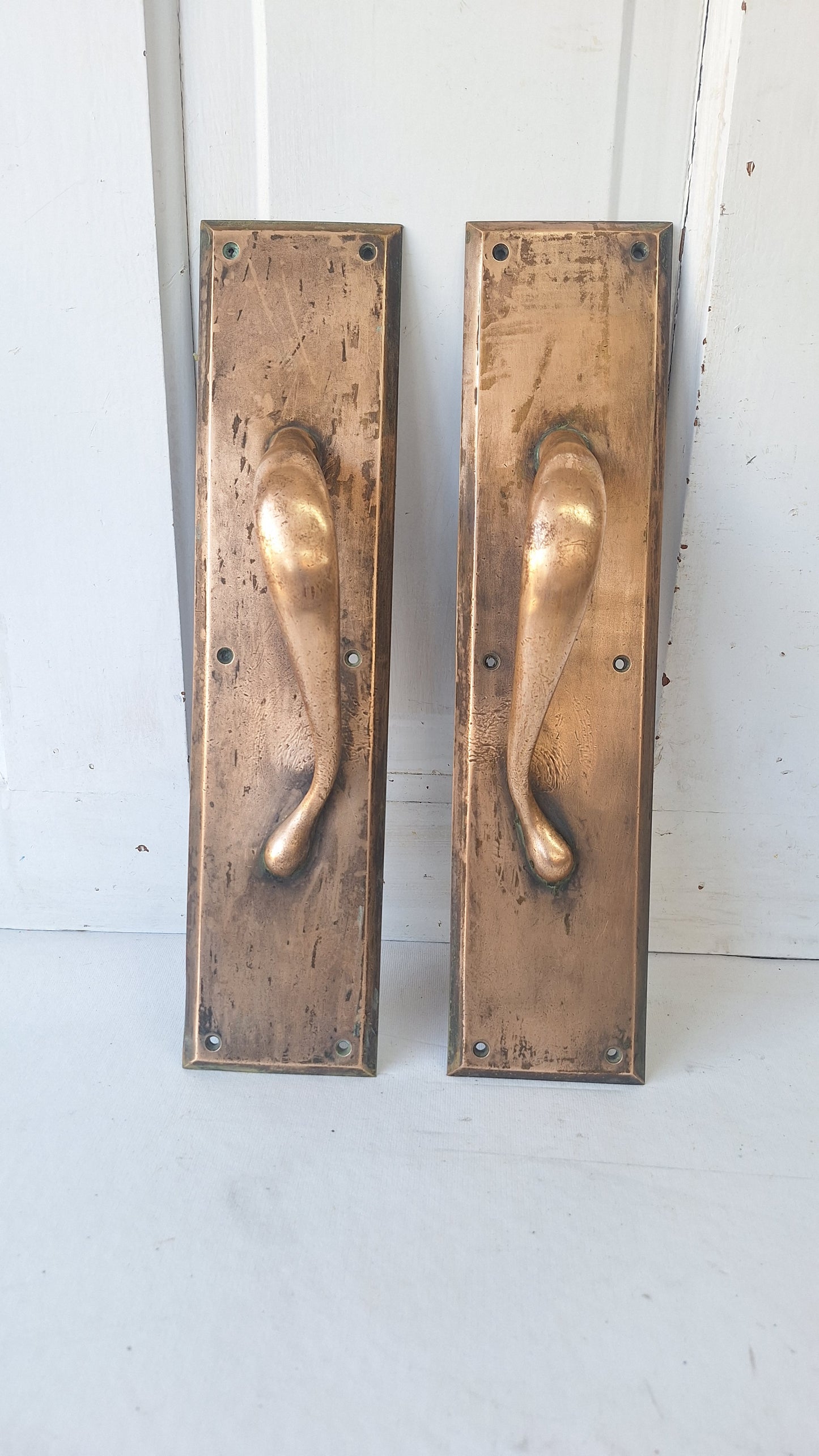 Antique Bronze Double Door Pulls: Pair of Large Handles