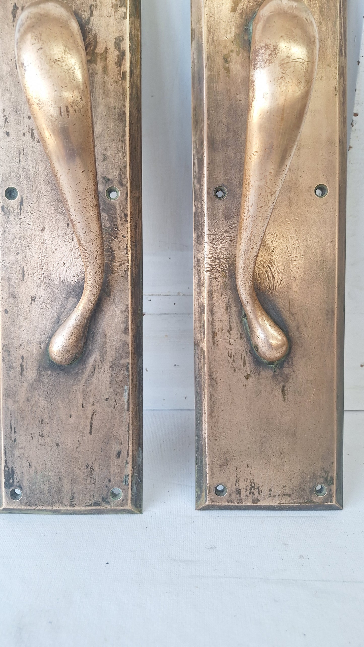 Antique Bronze Double Door Pulls: Pair of Large Handles
