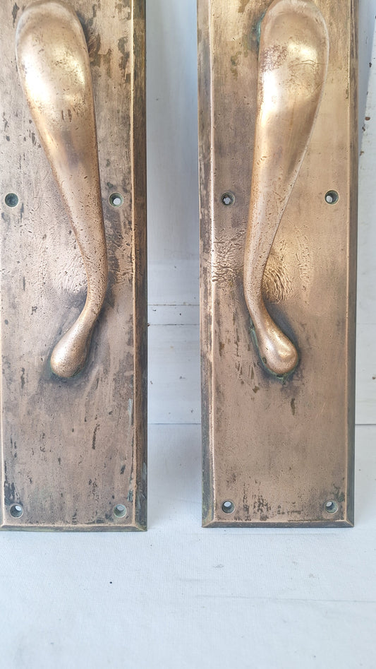 Antique Bronze Double Door Pulls: Pair of Large Handles