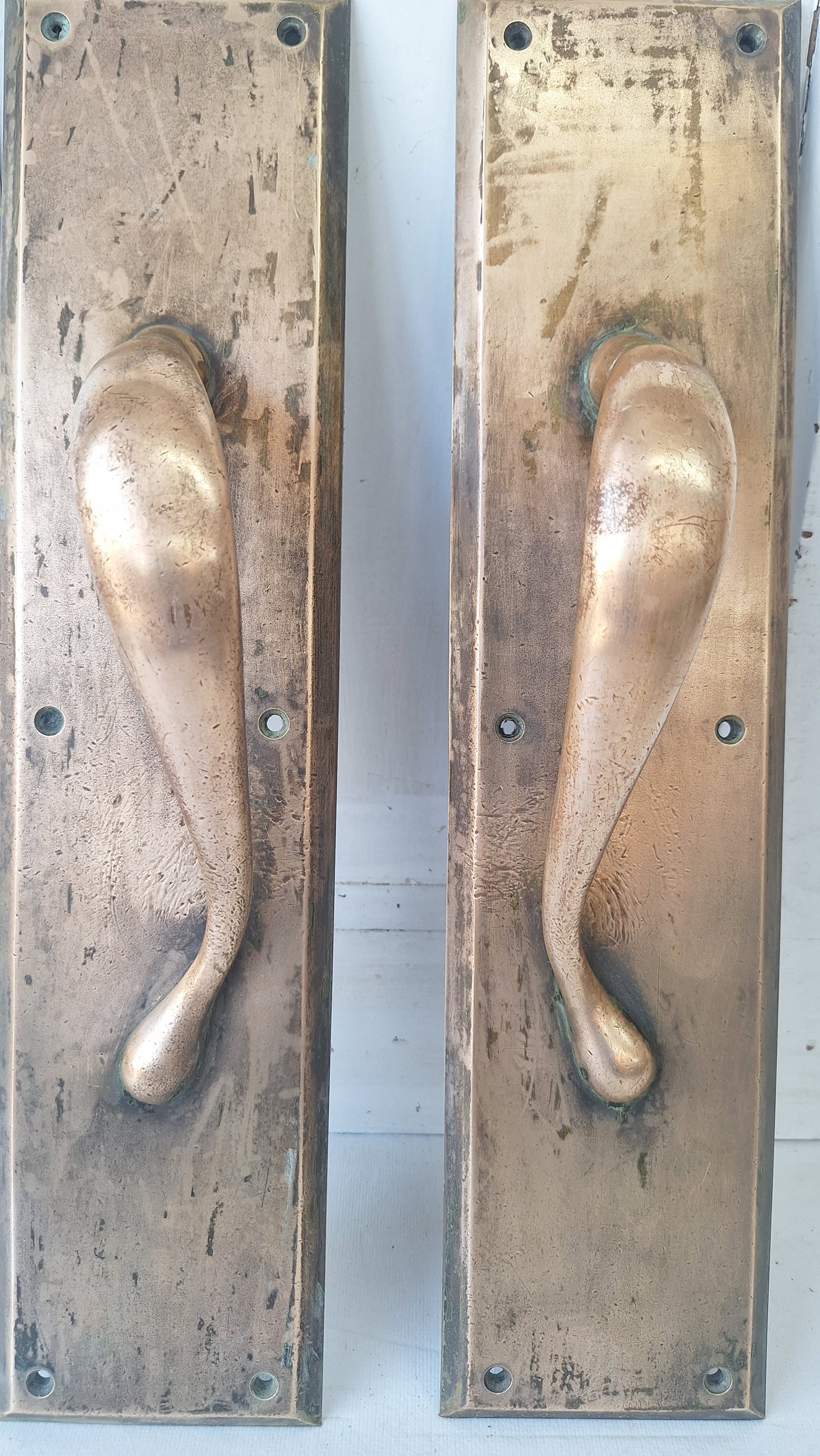 Antique Bronze Double Door Pulls: Pair of Large Handles