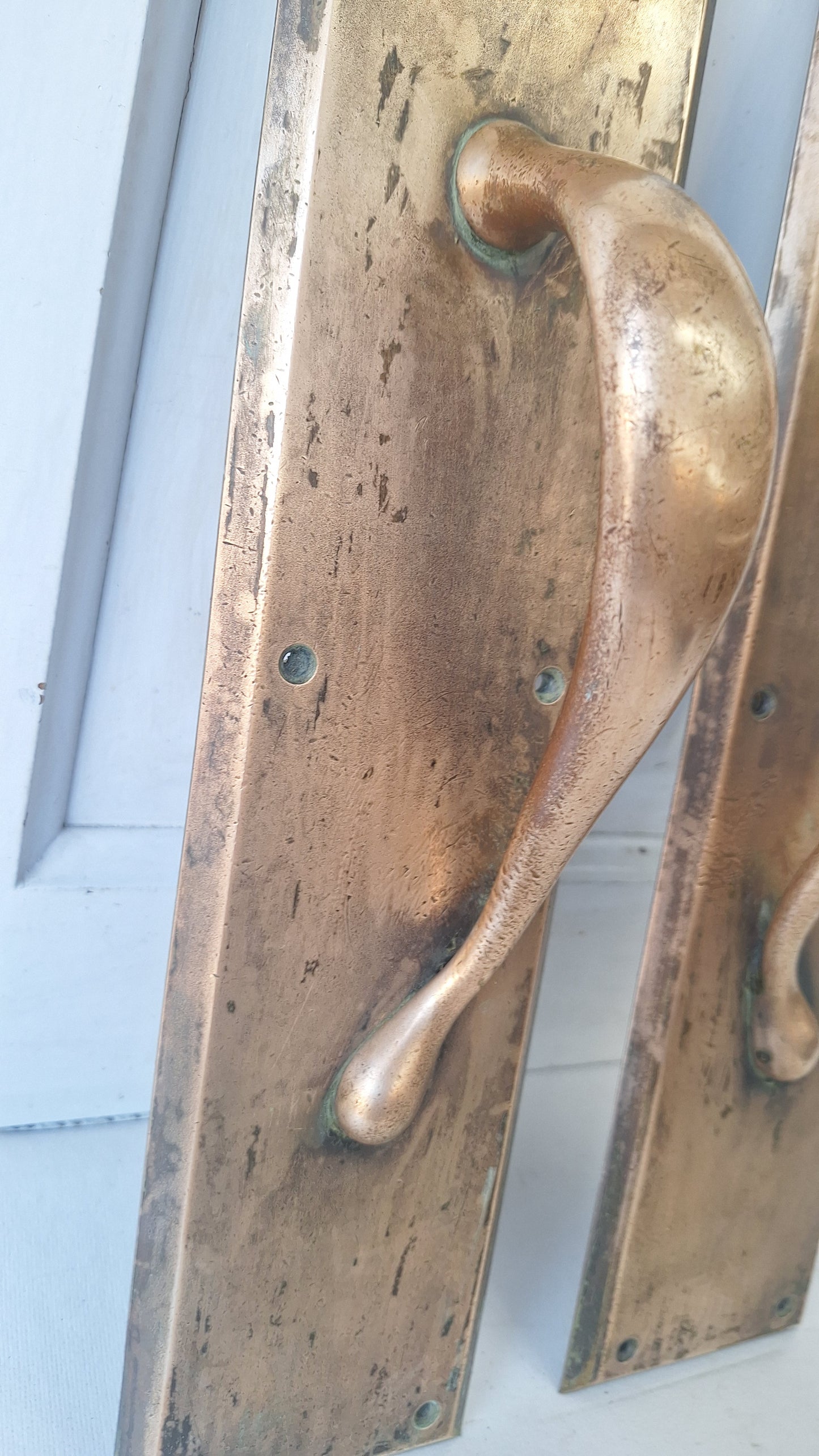 Antique Bronze Double Door Pulls: Pair of Large Handles