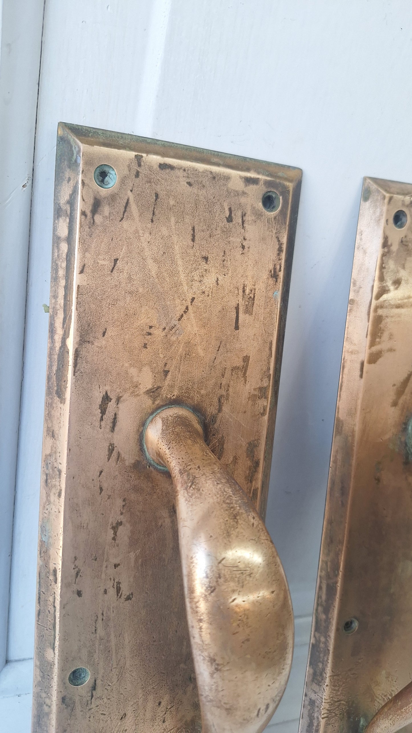 Antique Bronze Double Door Pulls: Pair of Large Handles