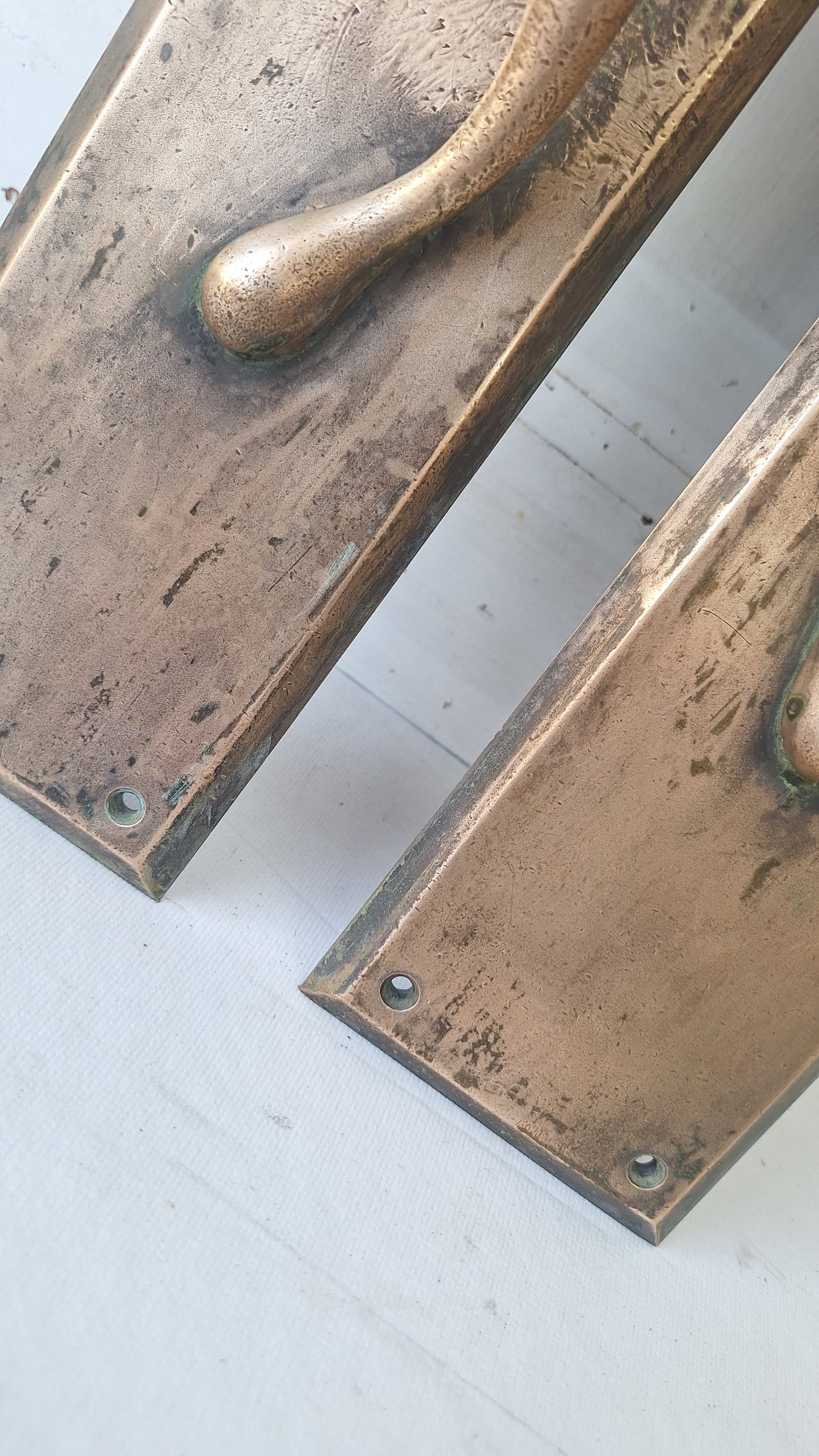 Antique Bronze Double Door Pulls: Pair of Large Handles