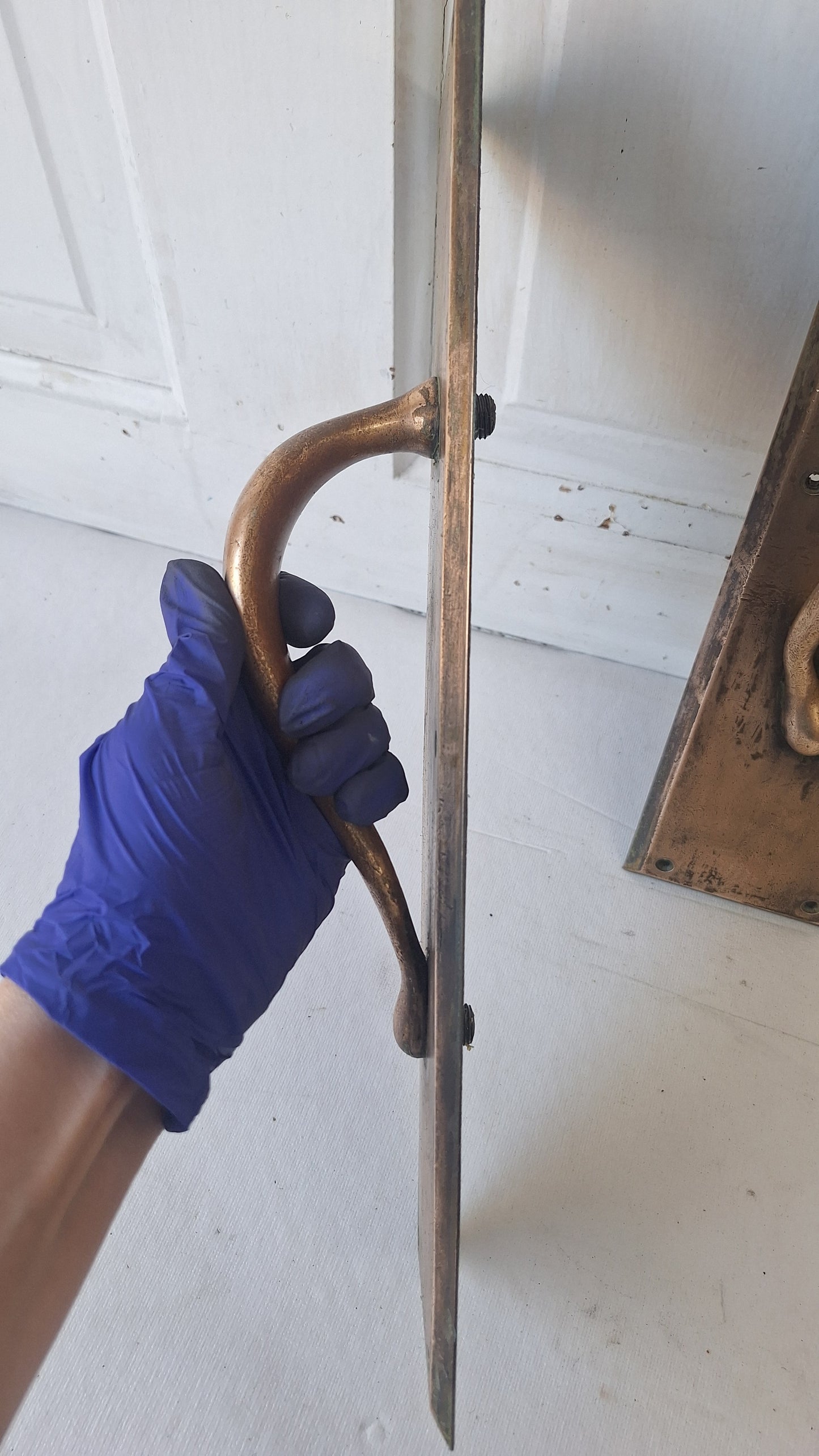 Antique Bronze Double Door Pulls: Pair of Large Handles