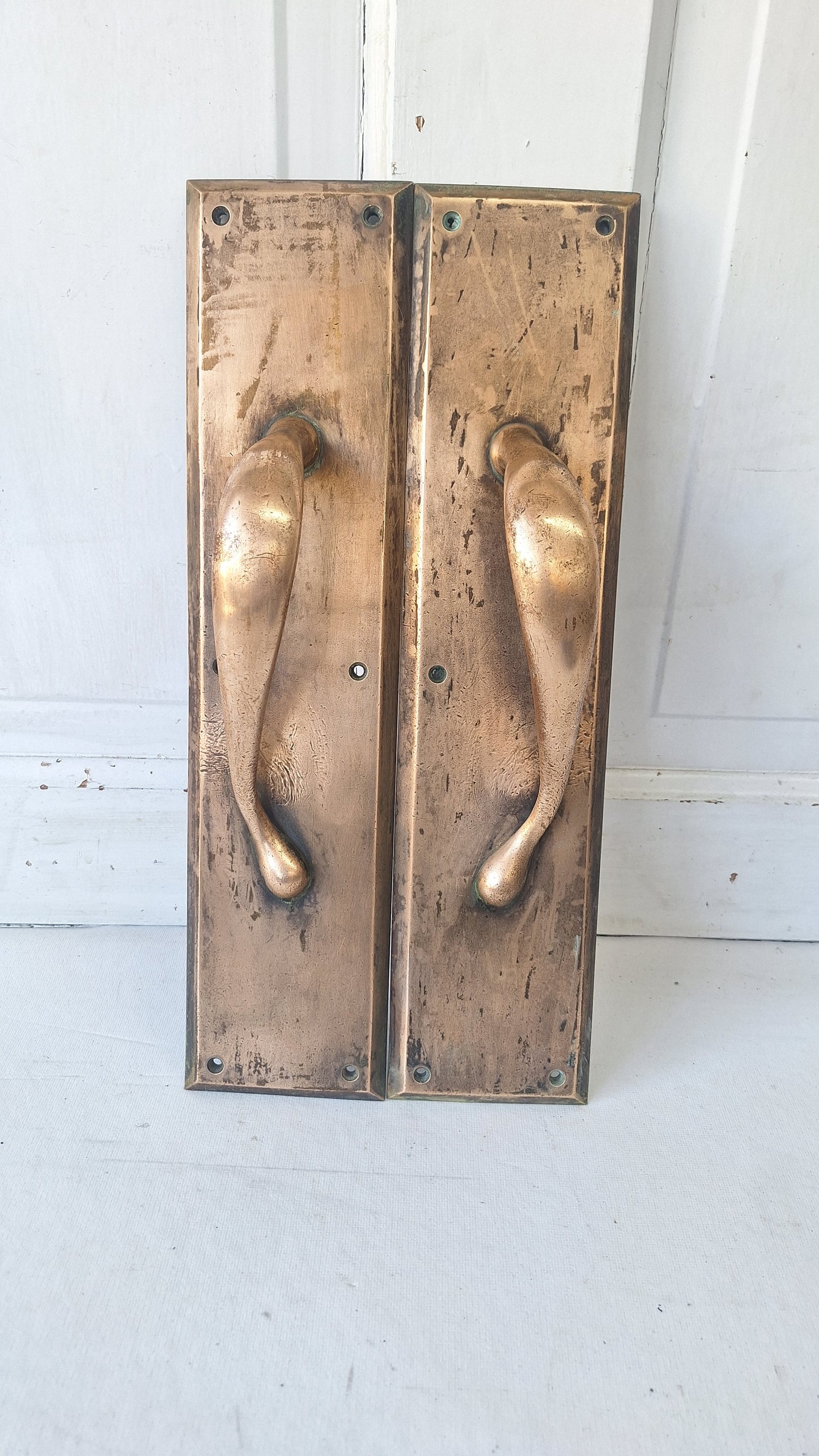 Antique Bronze Double Door Pulls: Pair of Large Handles