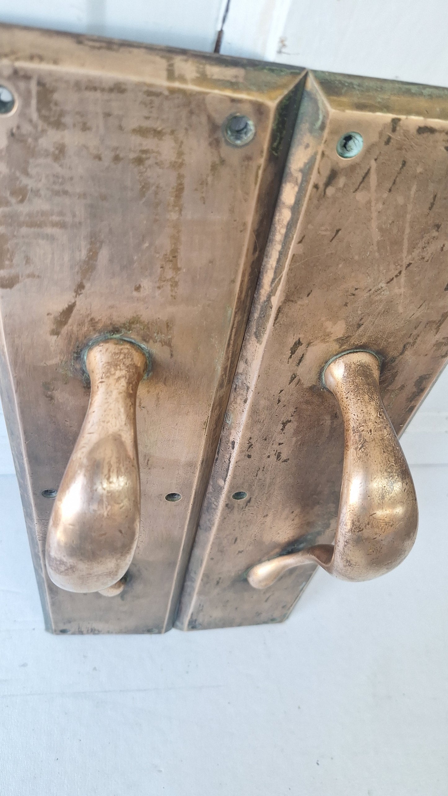Antique Bronze Double Door Pulls: Pair of Large Handles
