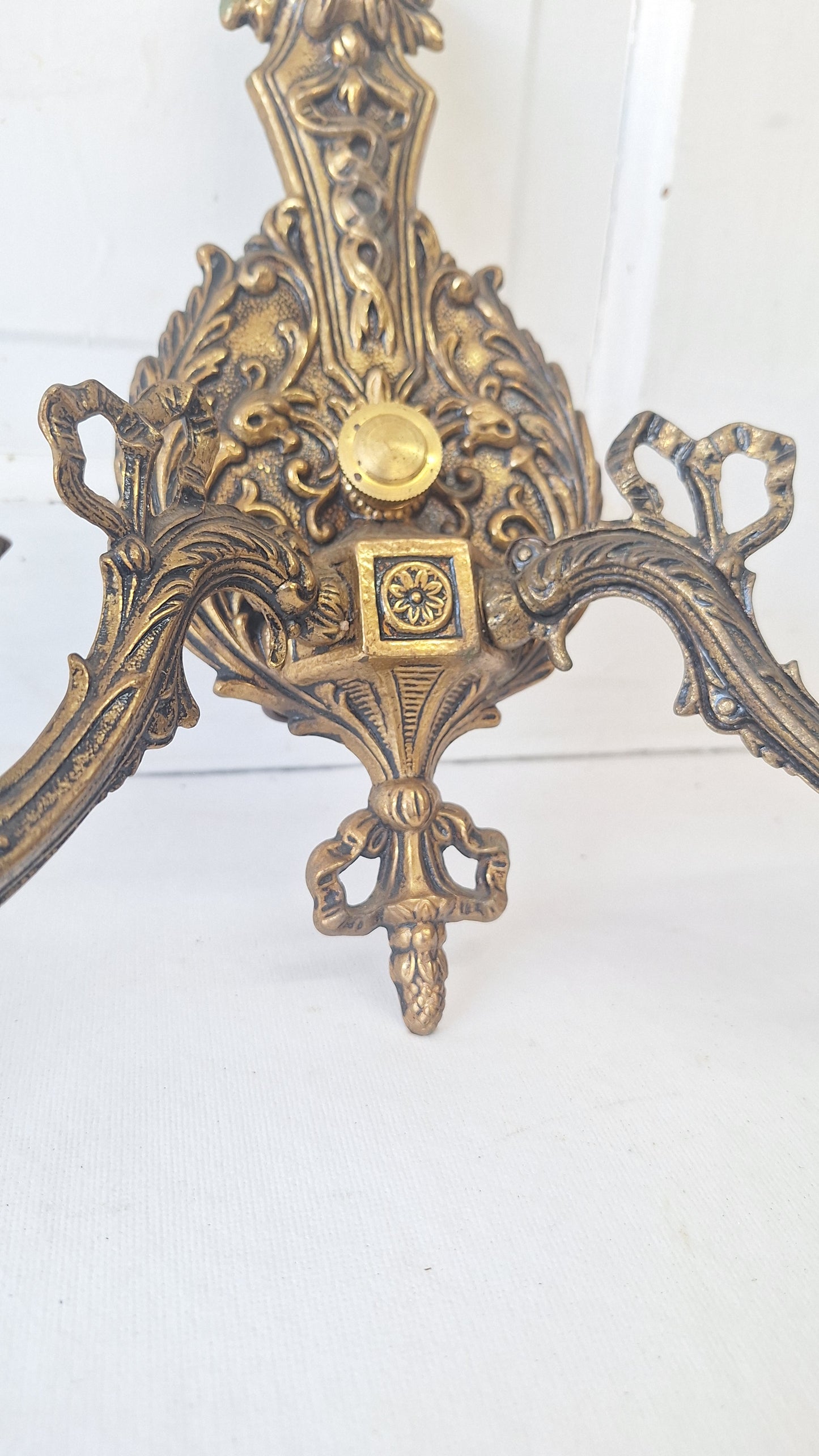 Two Mid Century Brass Sconces, MCM Candle Wall Lights