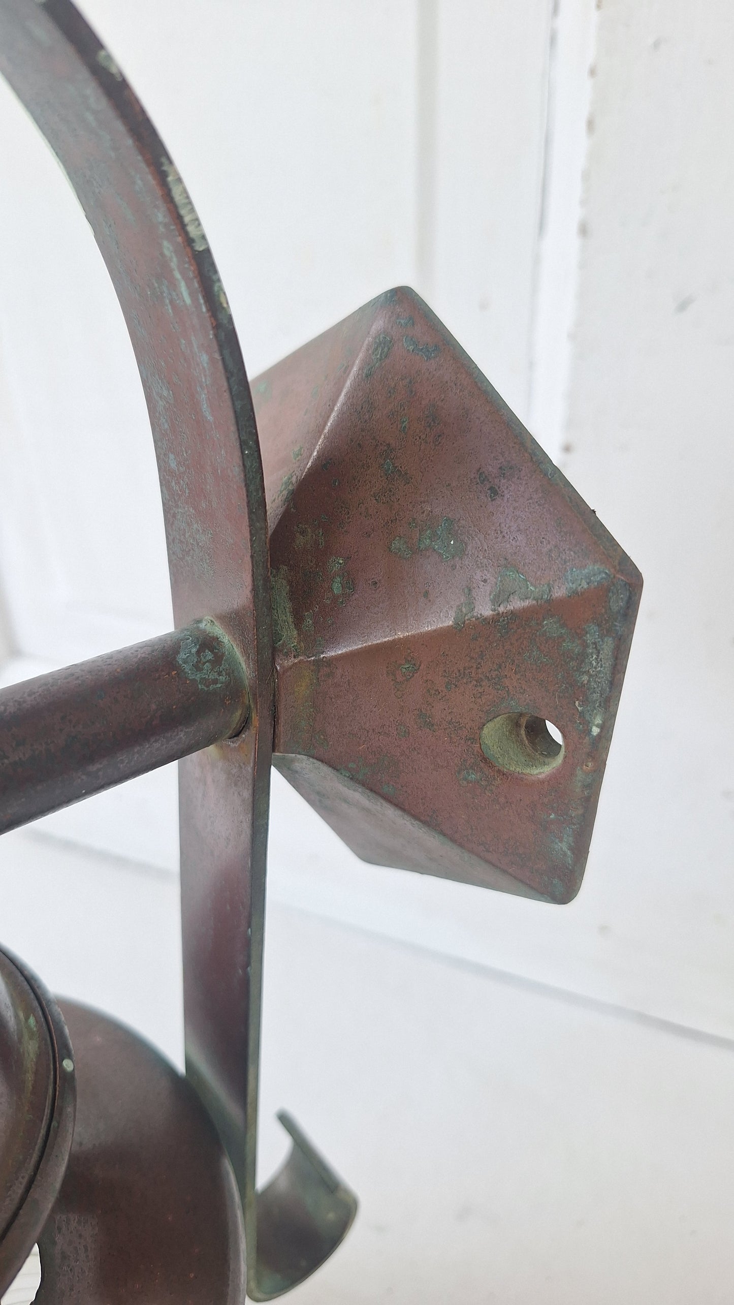 Antique Copper Wall Sconce: Ribbed Glass Lantern Light