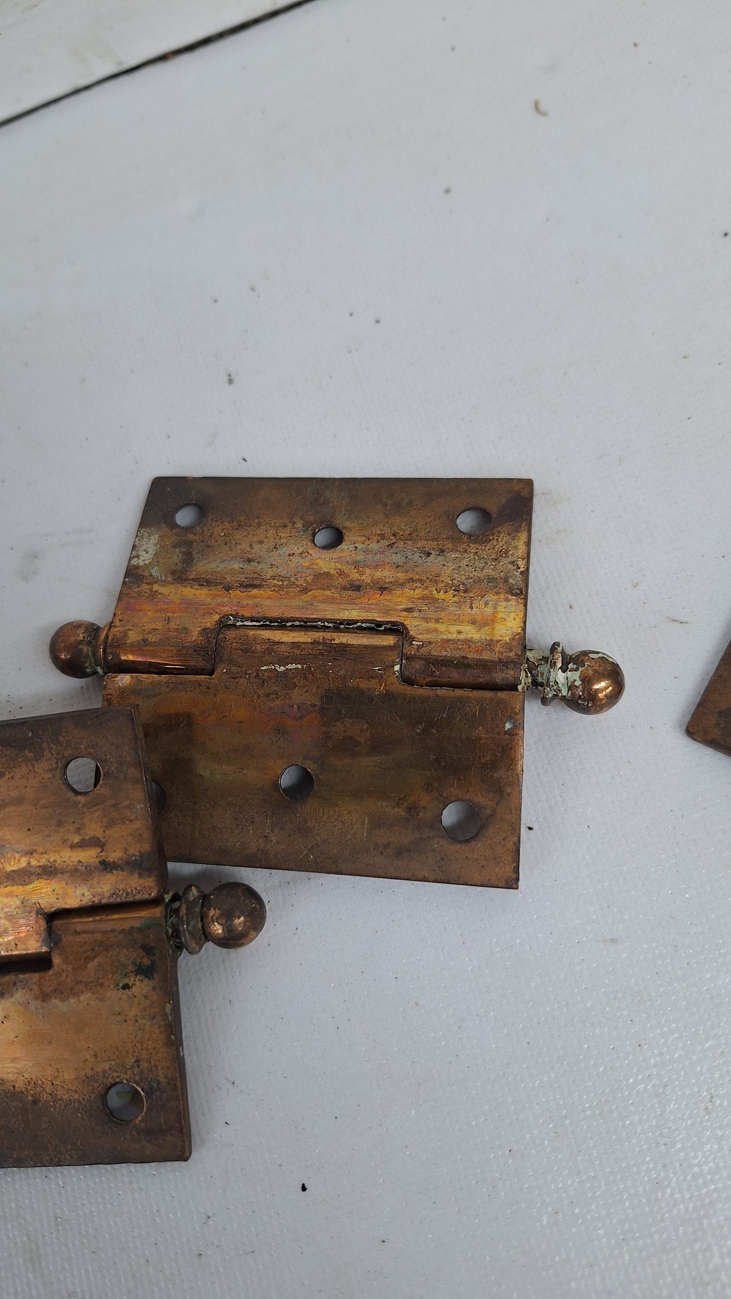 Three 2 1/2" Bronze Plated Hinges, Vintage Set of Brass Door Hinges