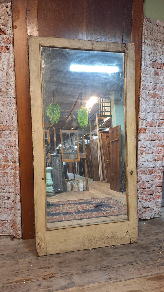 46" Vintage Mirror Door, Mirrored Extra Wide Antique Door