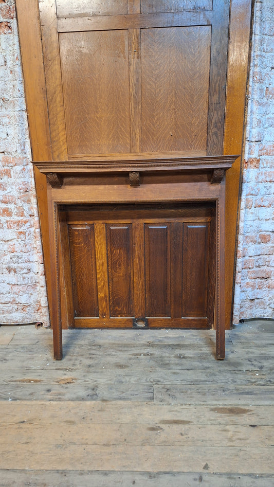 Antique Fireplace Half Mantel, Carved Wood Mantel