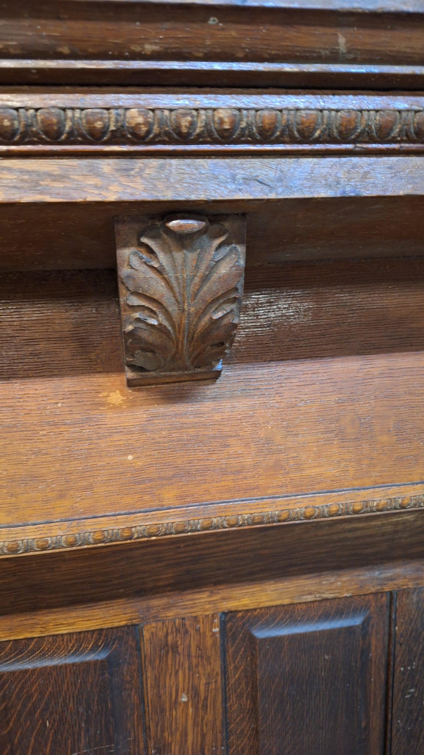Antique Fireplace Half Mantel, Carved Wood Mantel