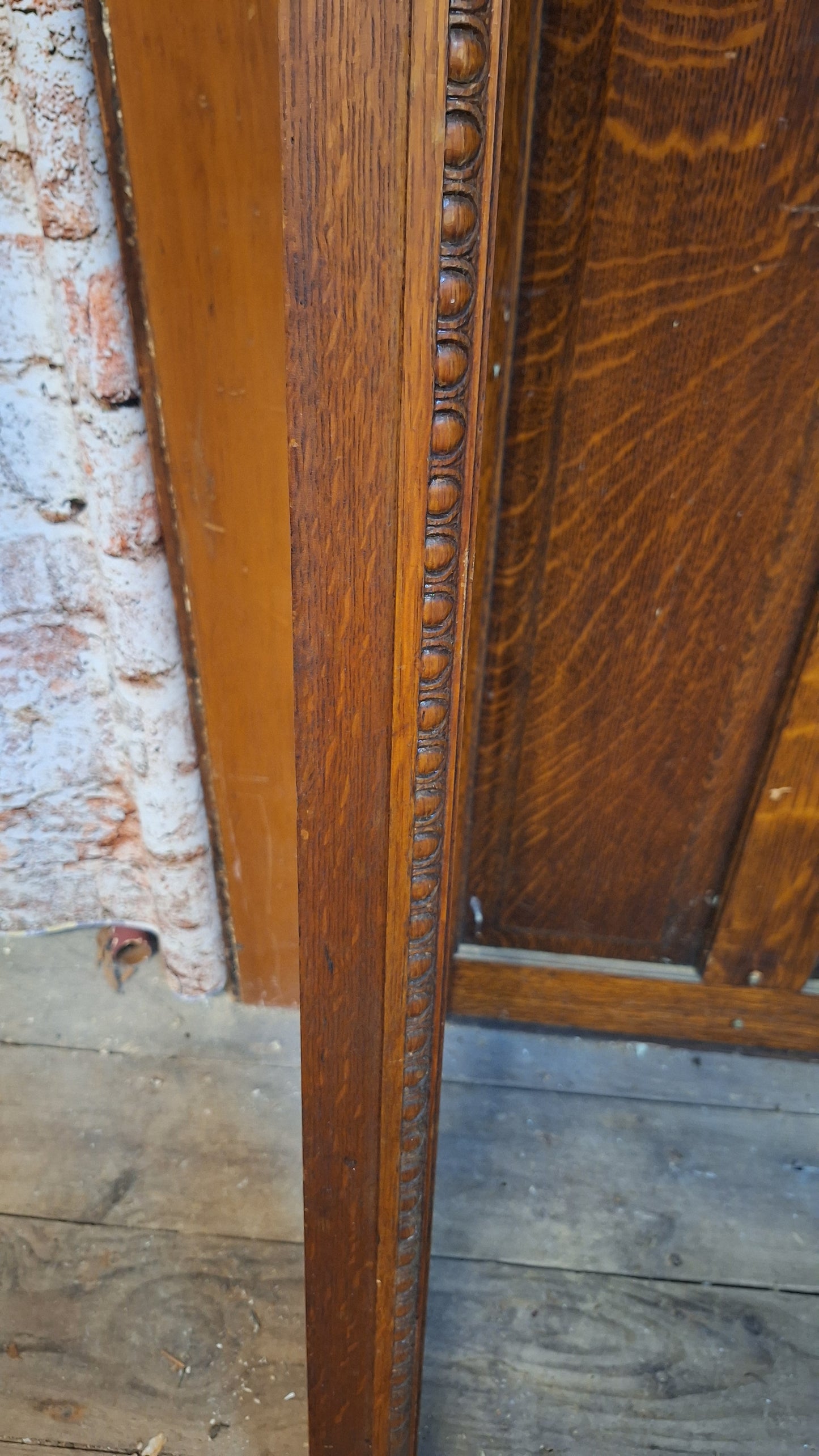 Antique Fireplace Half Mantel, Carved Wood Mantel