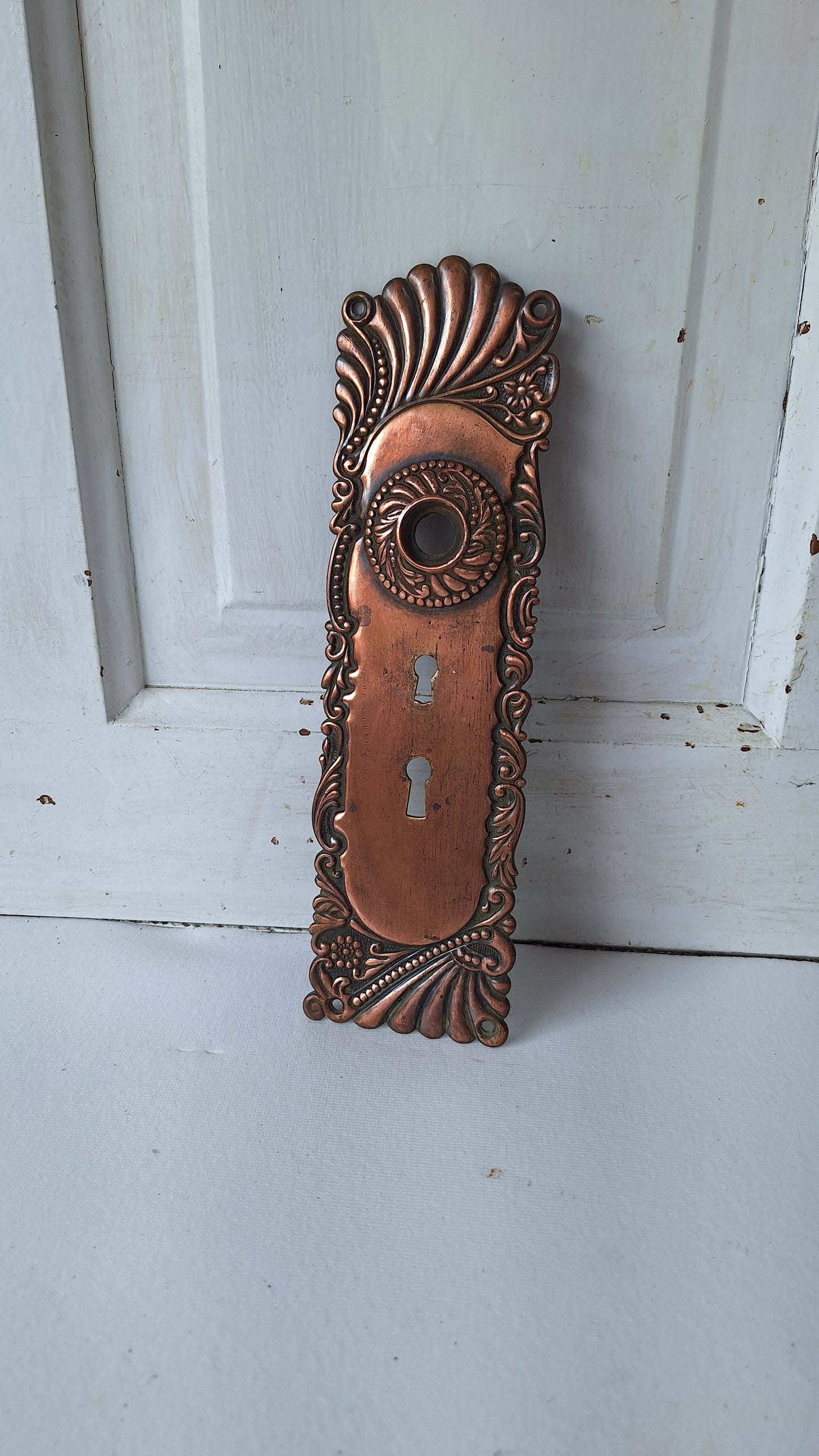 Large Front Door Roanoke Backplate with Swinging Keyhole Cover 040702