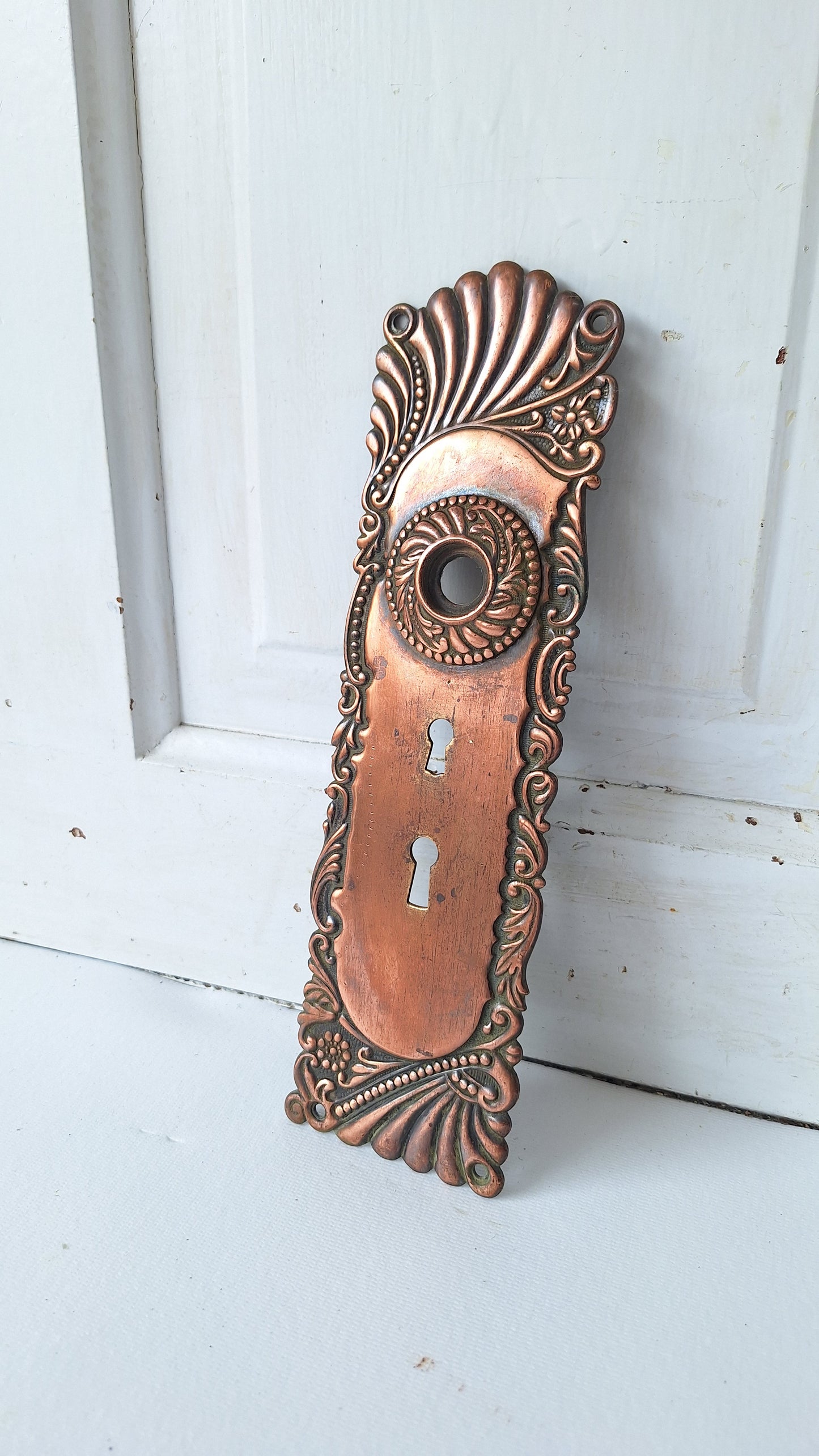 Large Front Door Roanoke Backplate with Swinging Keyhole Cover 040702