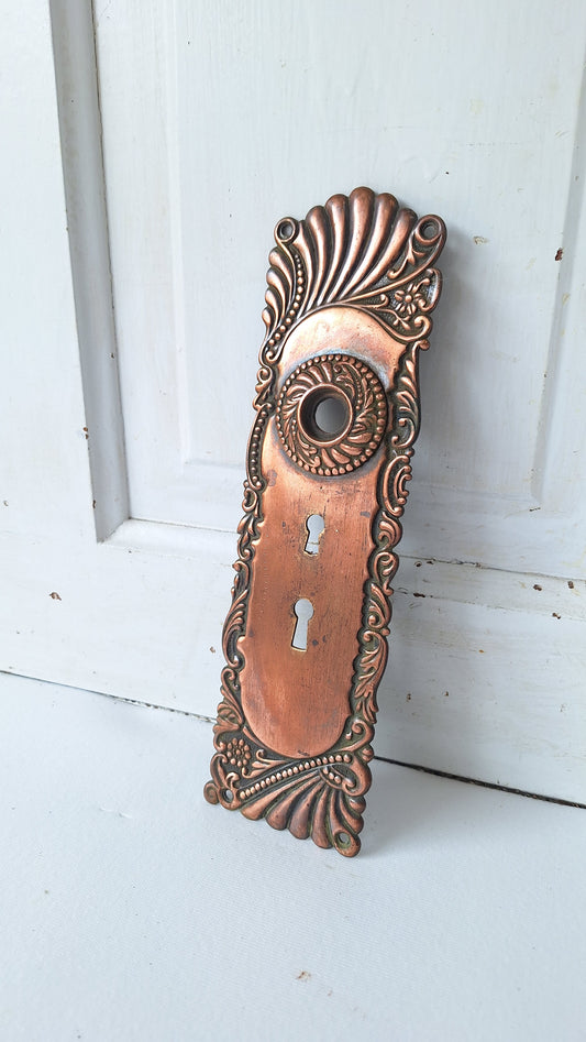 Large Front Door Roanoke Backplate with Swinging Keyhole Cover 040702
