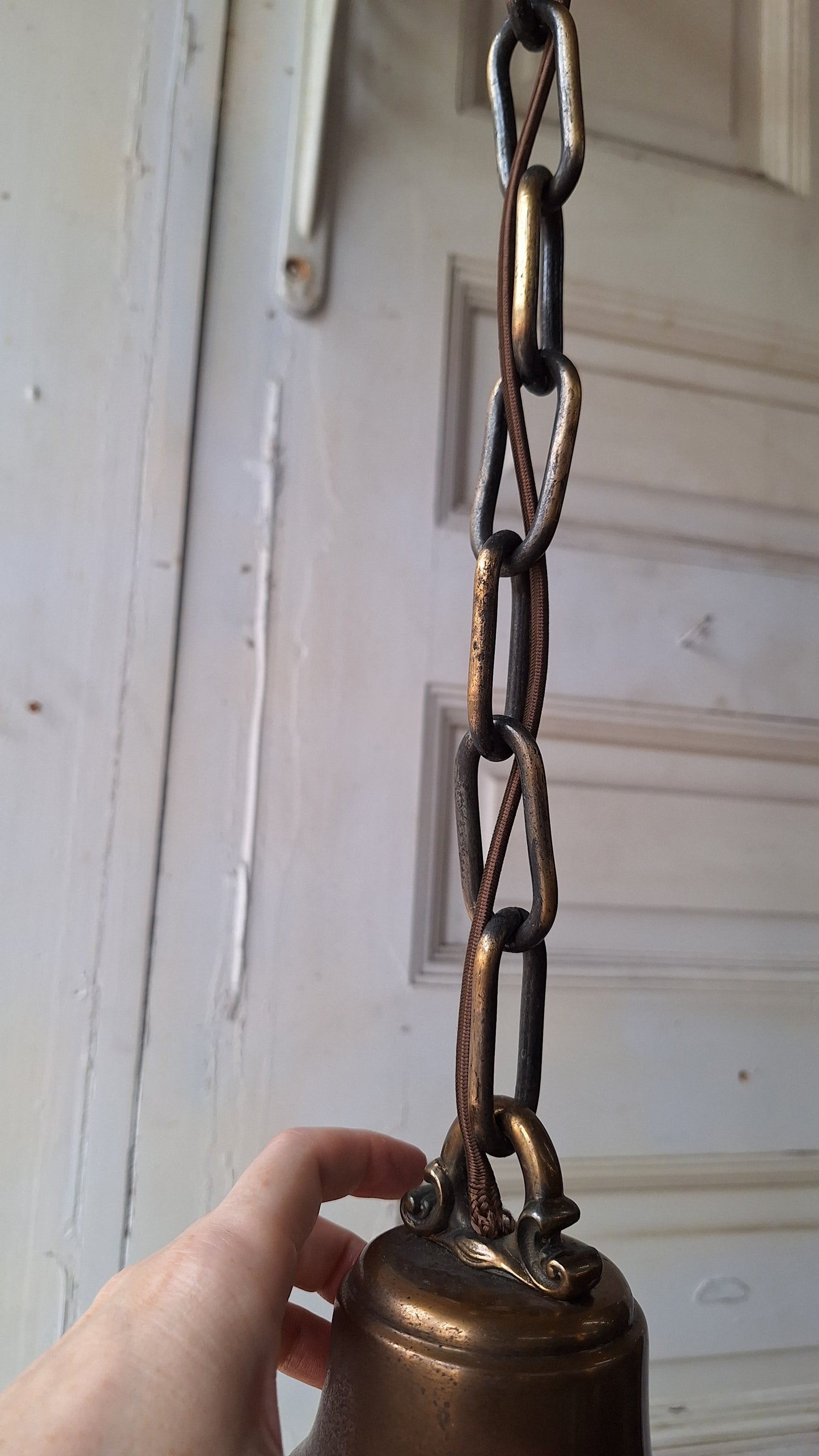 Vintage Painted Bird Pendant Light, Brass Bird Design Hanging Light