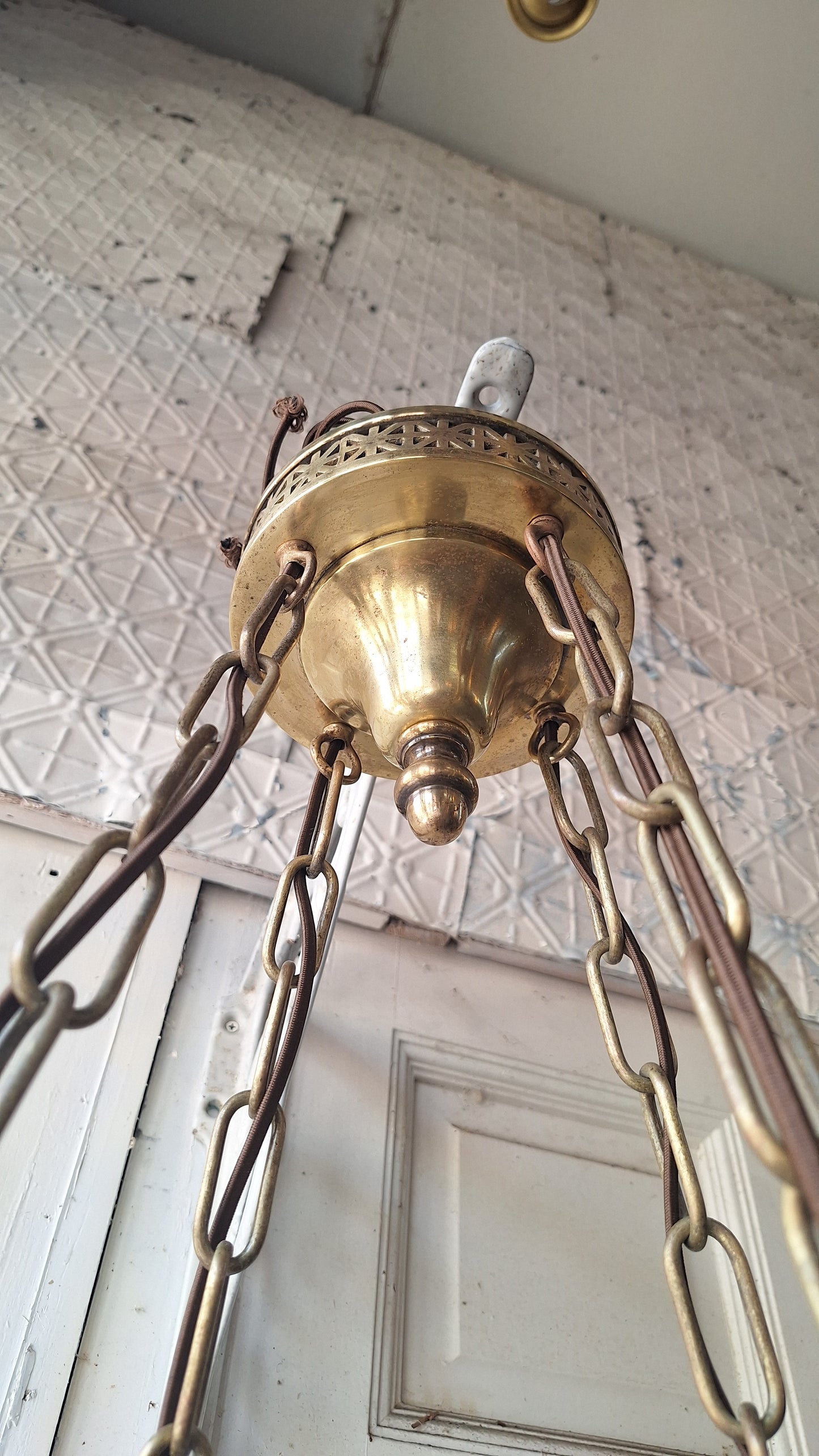 Victorian Molded Glass Bowl Chandelier: Frosted White Hanging Light