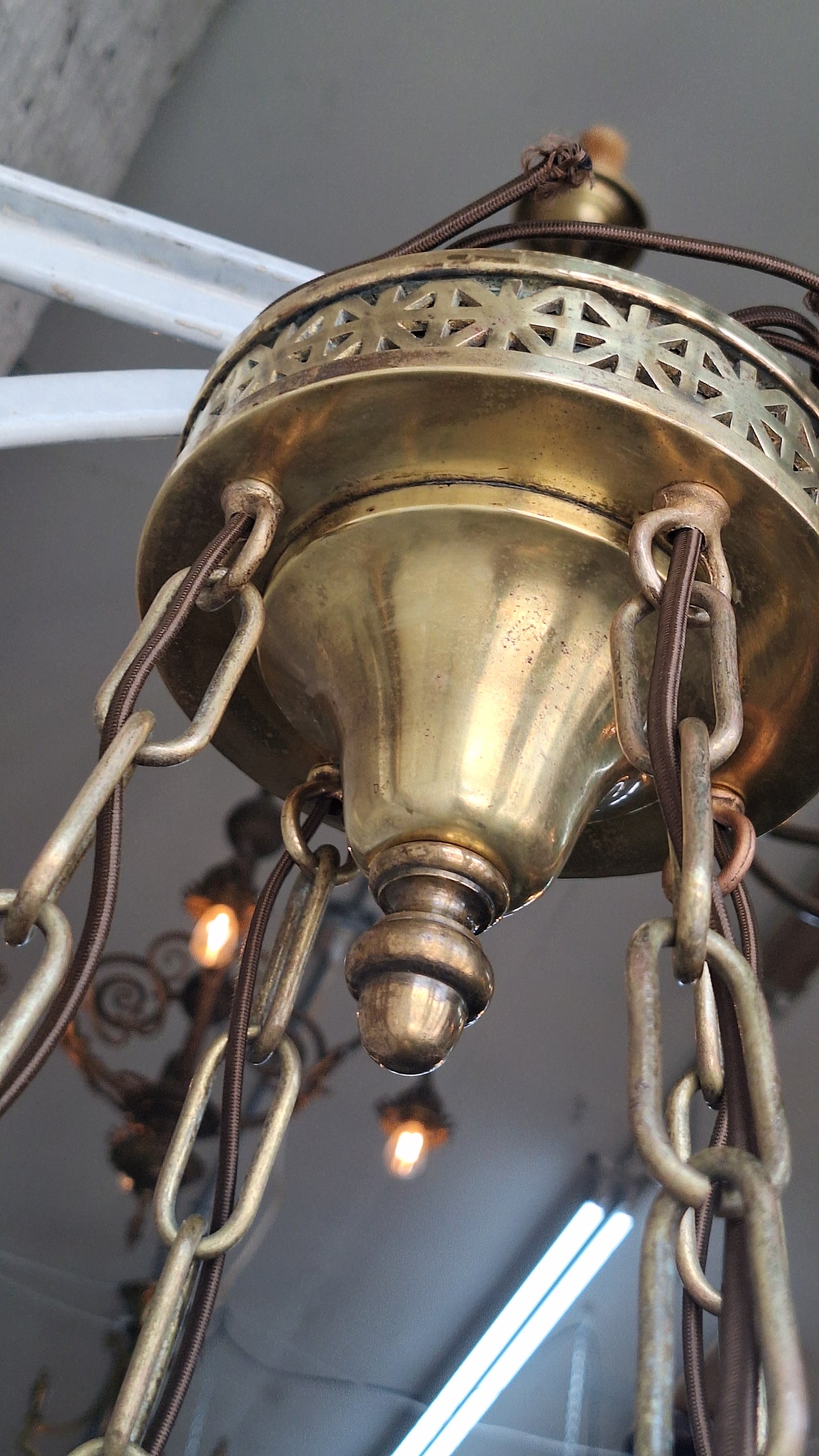 Victorian Molded Glass Bowl Chandelier: Frosted White Hanging Light