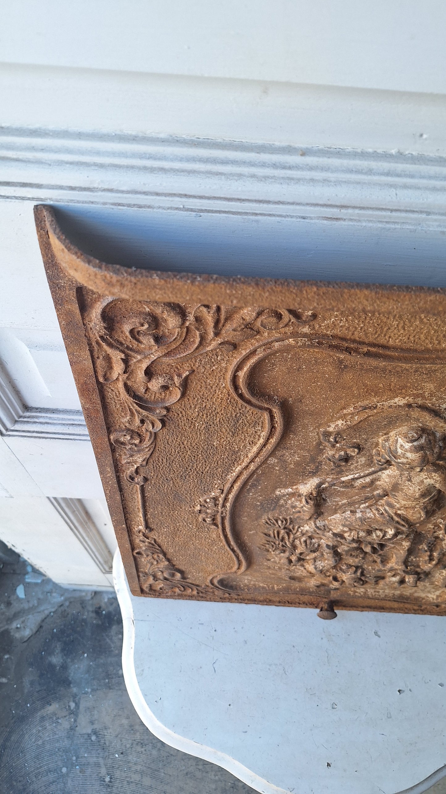 Ornate Fireplace Summer Cover, Victorian Era Seaside Motif