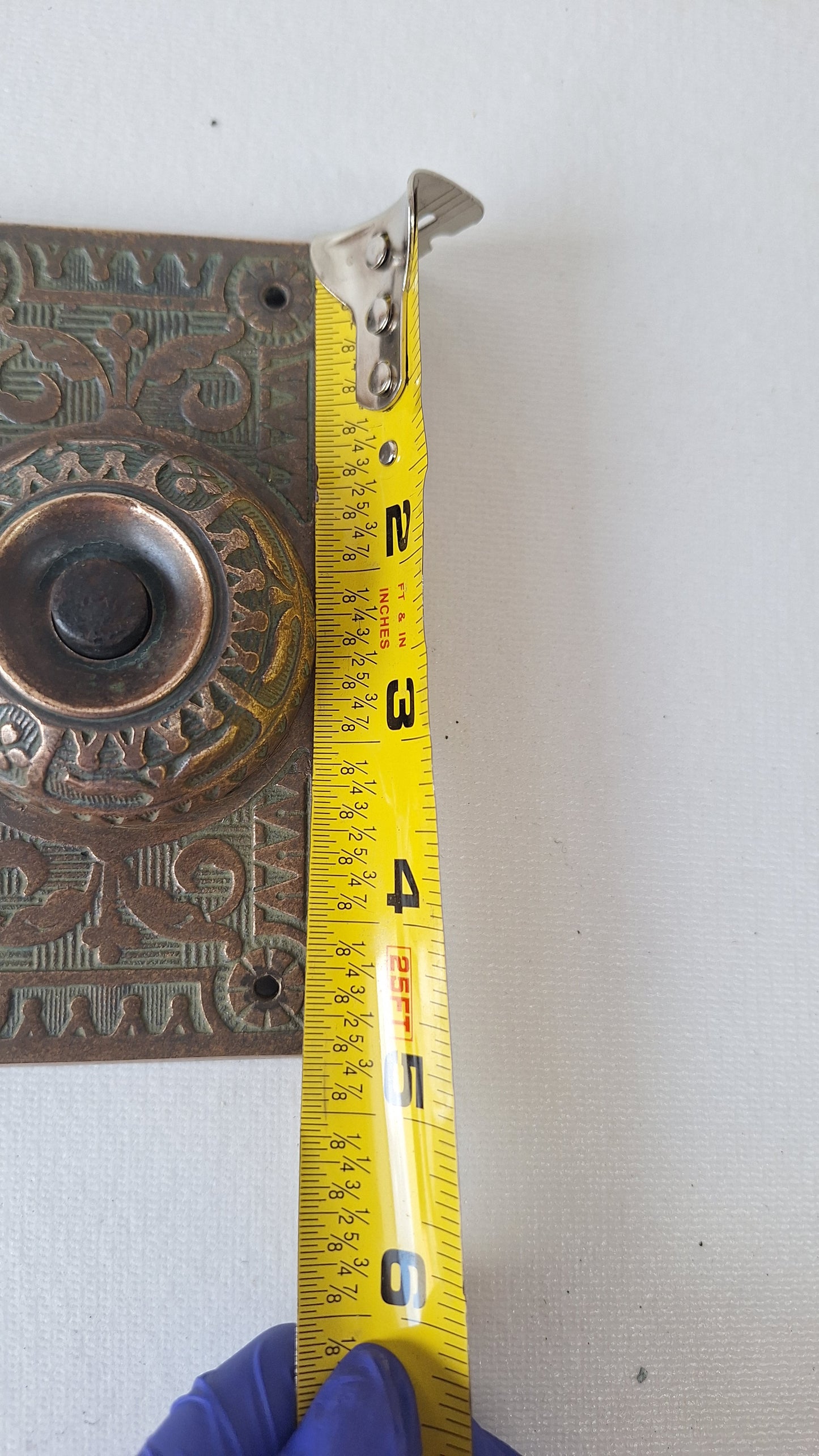 Antique Bronze "Push" Doorbell Cover - Victorian Era