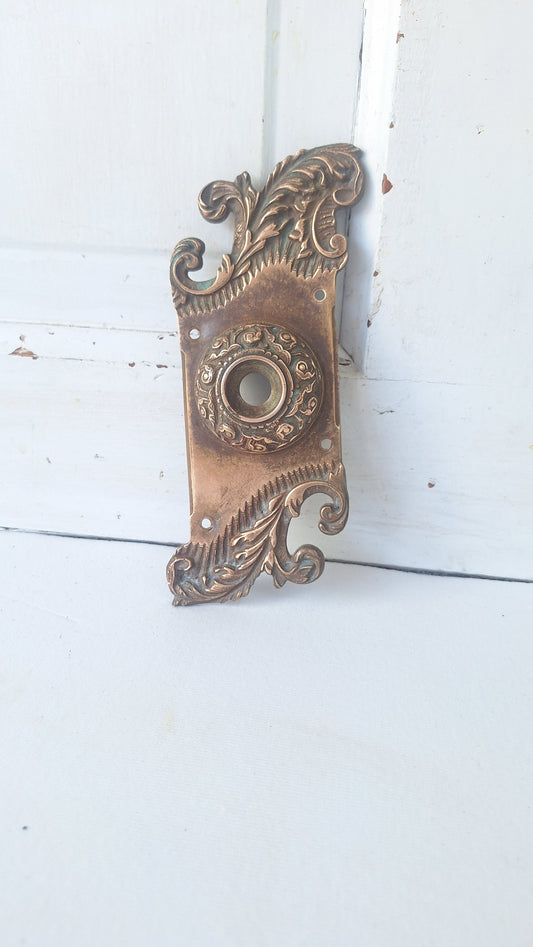 Antique Bronze "Push" Doorbell Cover - Early 1900s