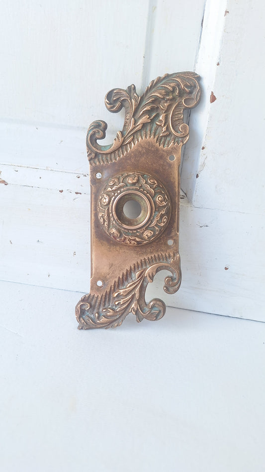 Antique Bronze "Push" Doorbell Cover - Early 1900s