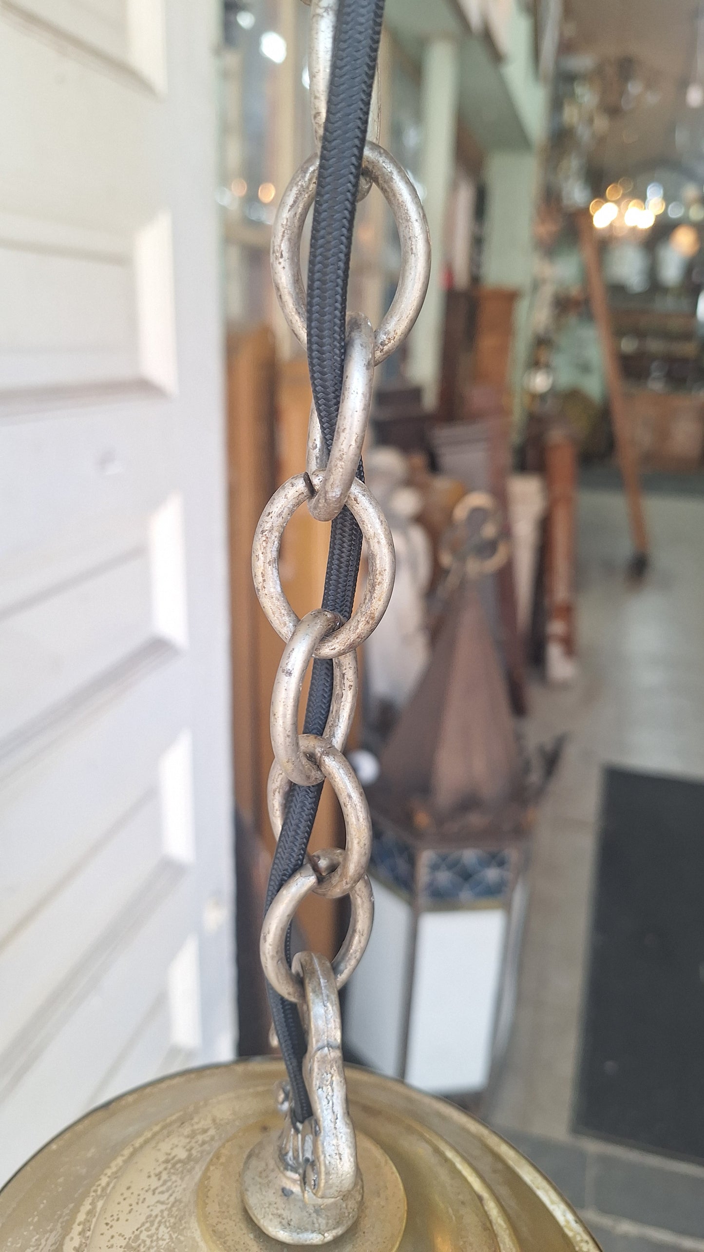 Small Vintage Brass Crystal Chandelier, Wedding Cake Light, Empire Style Cut Glass